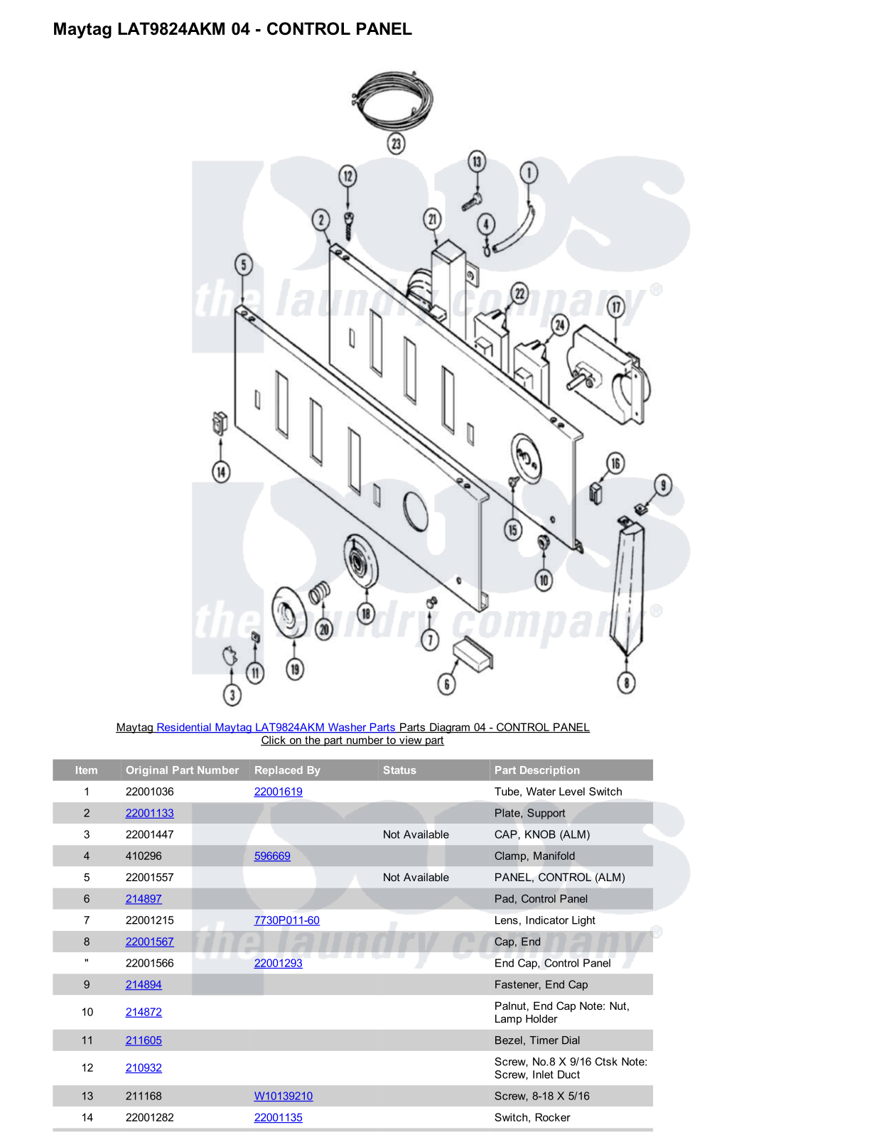 Maytag LAT9824AKM Parts Diagram