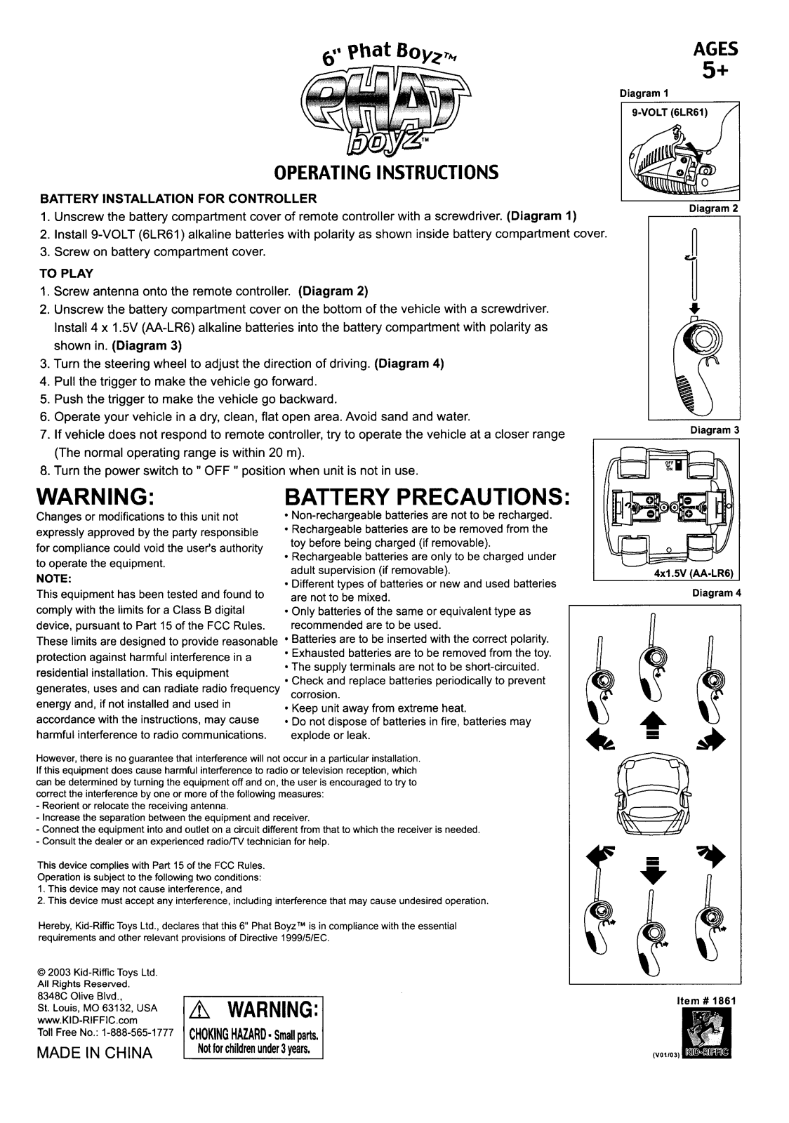 Kid Riffic Toys 1861 T27 User Manual