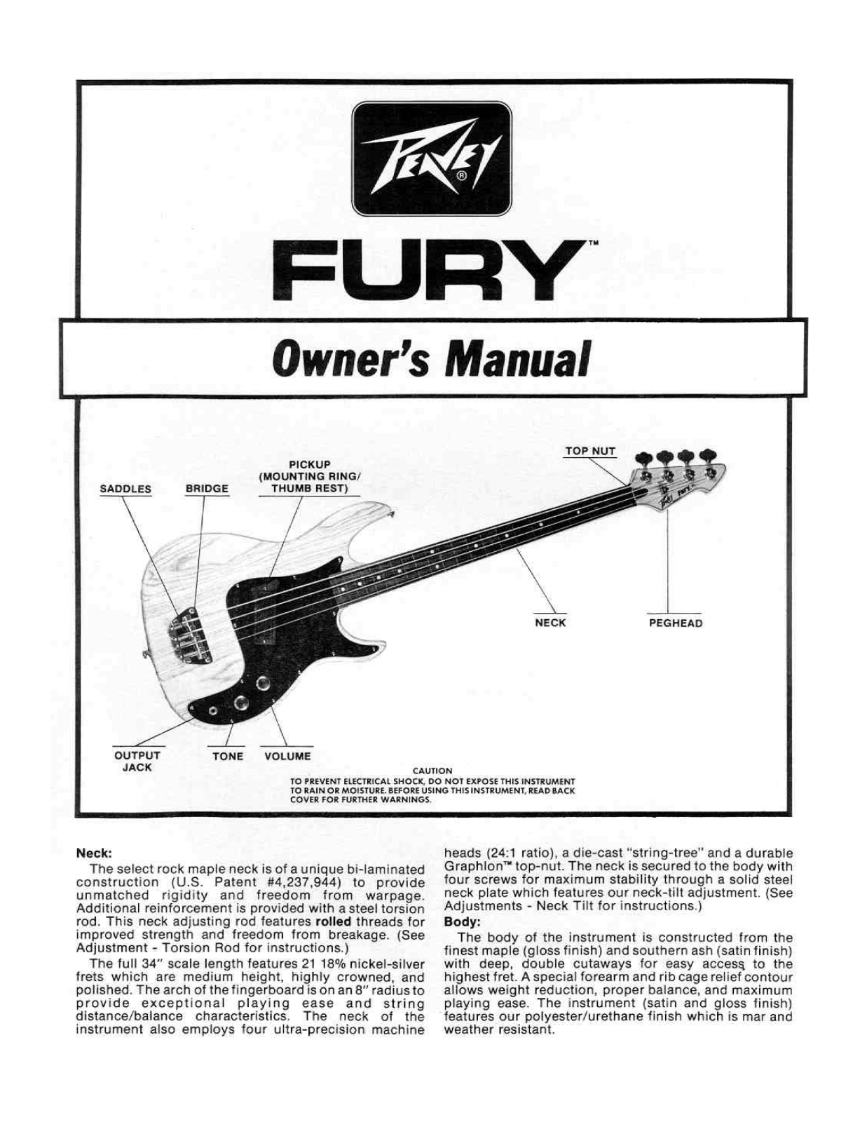 Peavey Fury User Manual