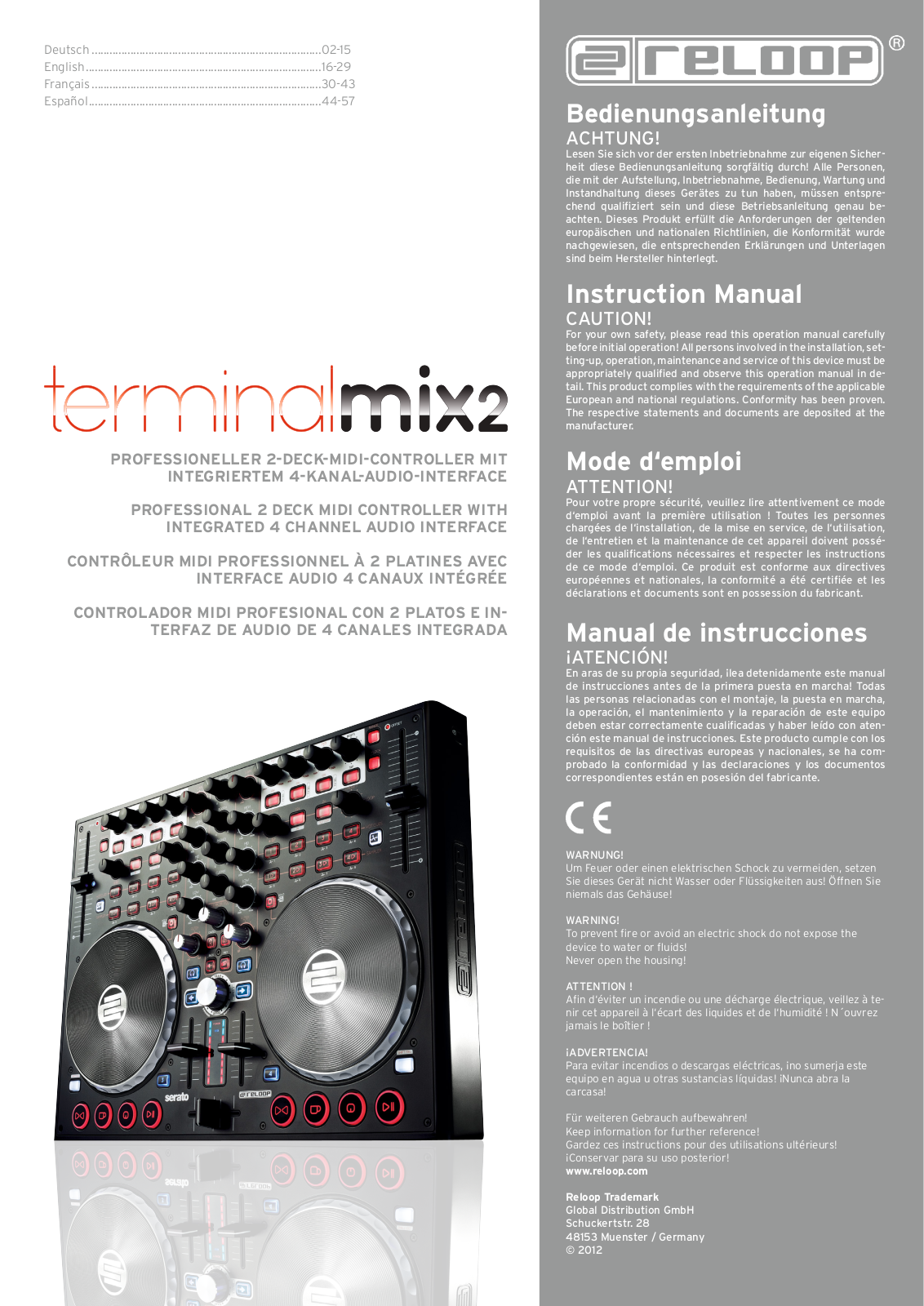 Reloop TERMINAL MIX 2 Instruction Manual