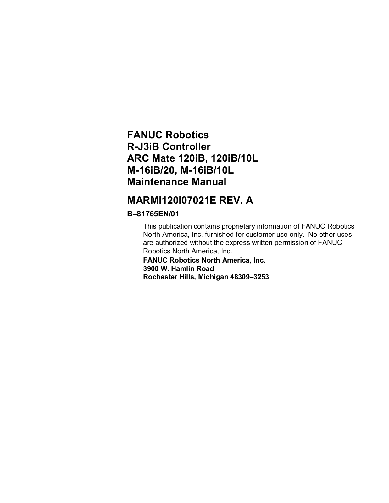 fanuc RJ3iB Maintenance Manual