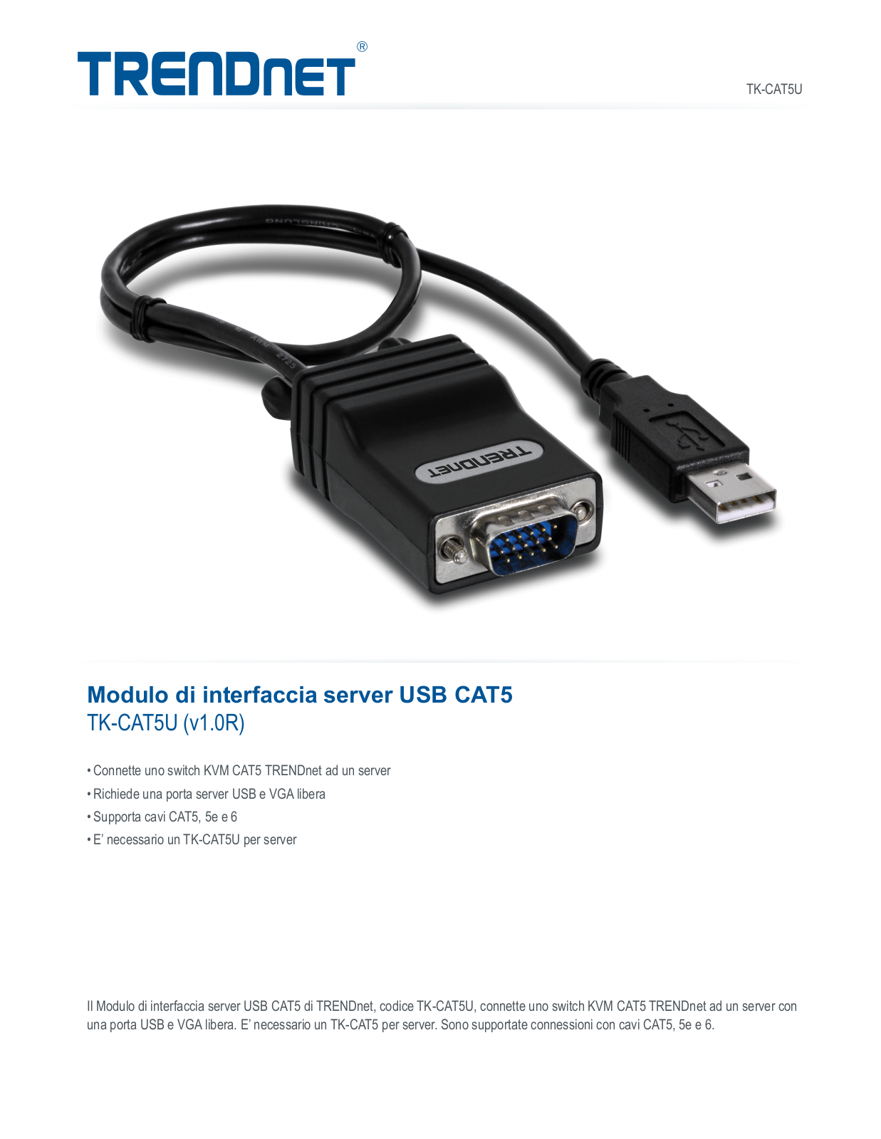 Trendnet TK-CAT5U Datasheet