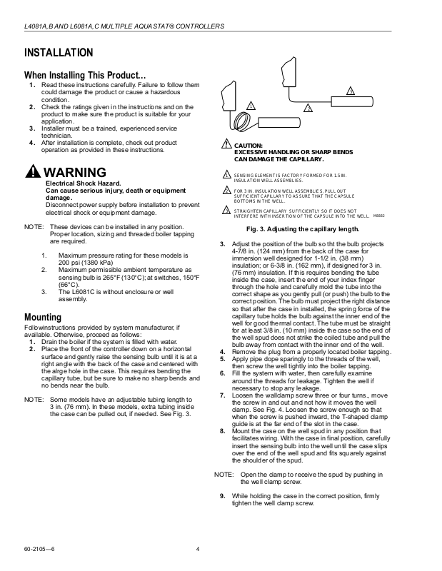 Honeywell L4081 Installation Manual