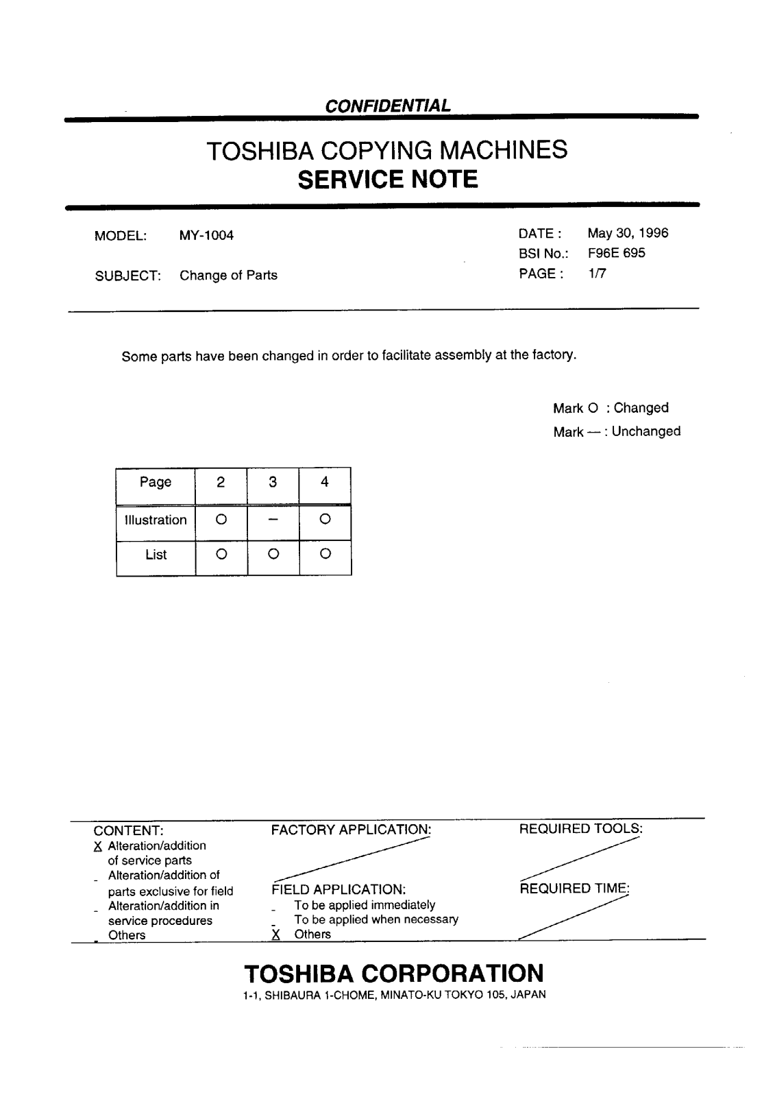 Toshiba f96e695 Service Note