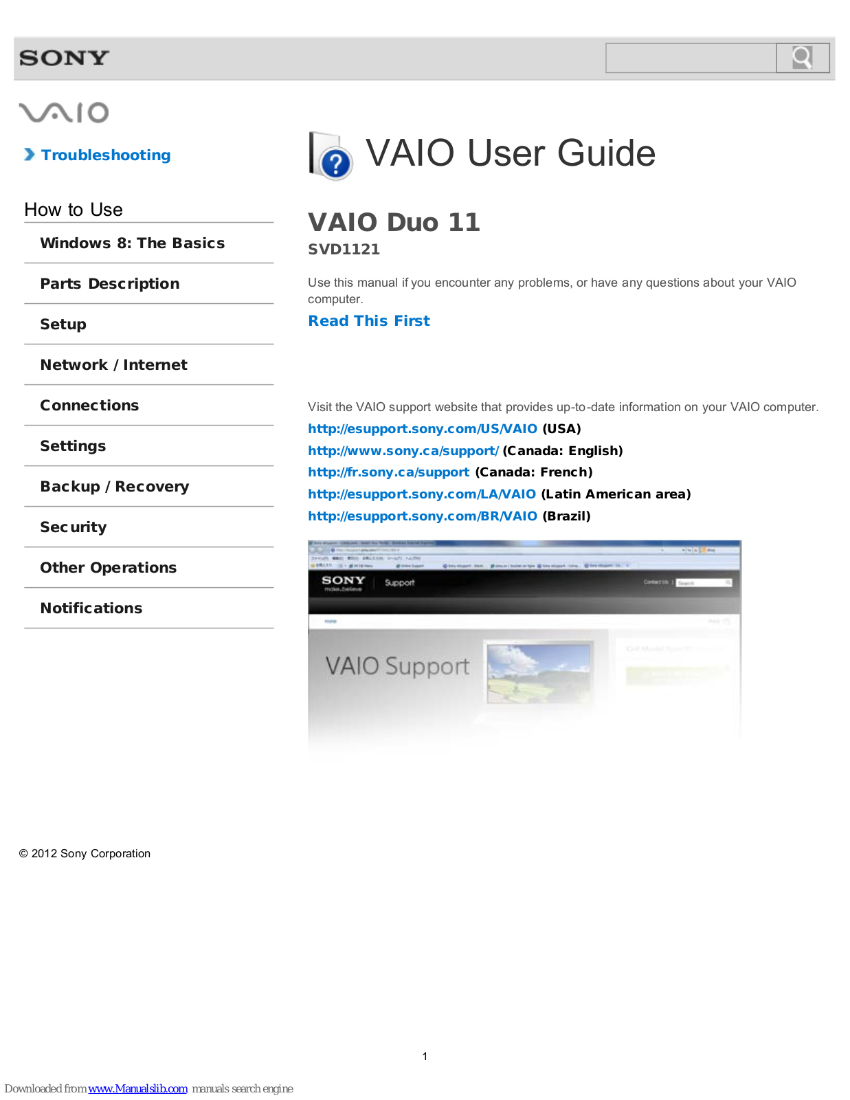 Sony Vaio Duo 11 SVD1121 User Manual