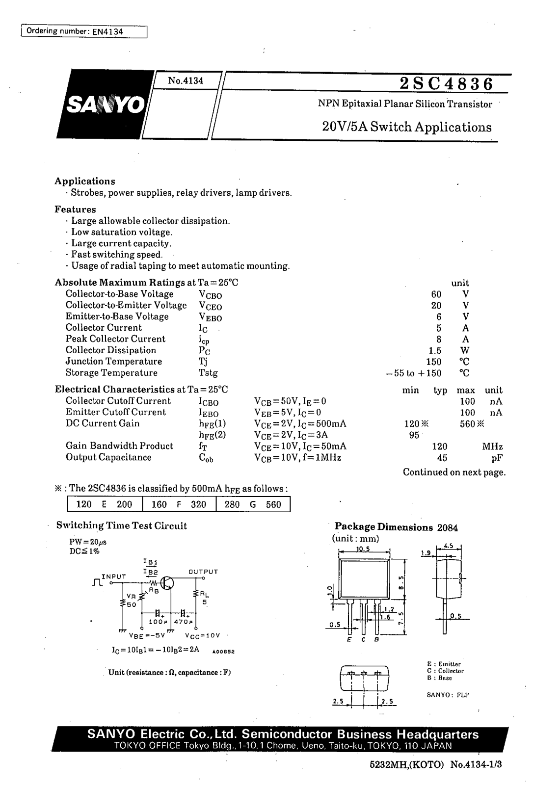 SANYO 2SC4836 Datasheet