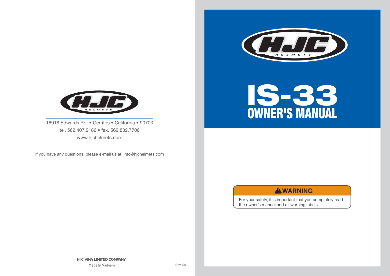 HJC Helmets IS-33 II User Guide