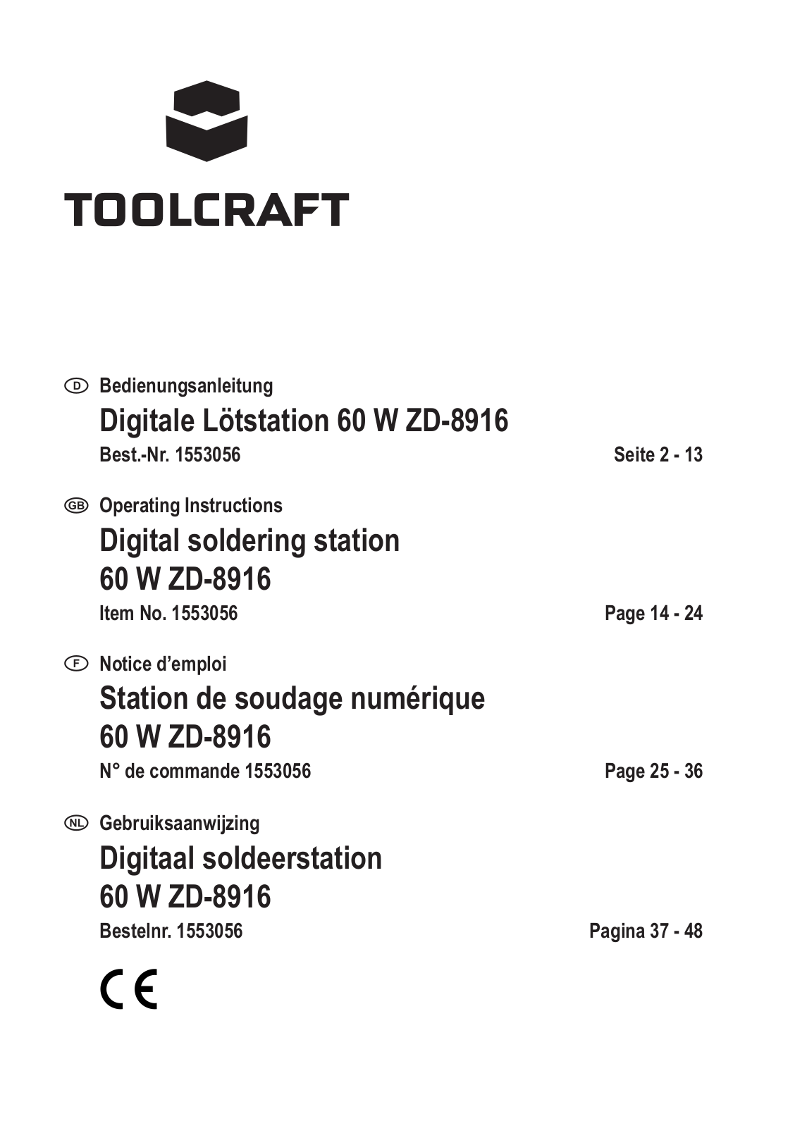 Toolcraft ZD-8916 operation manual