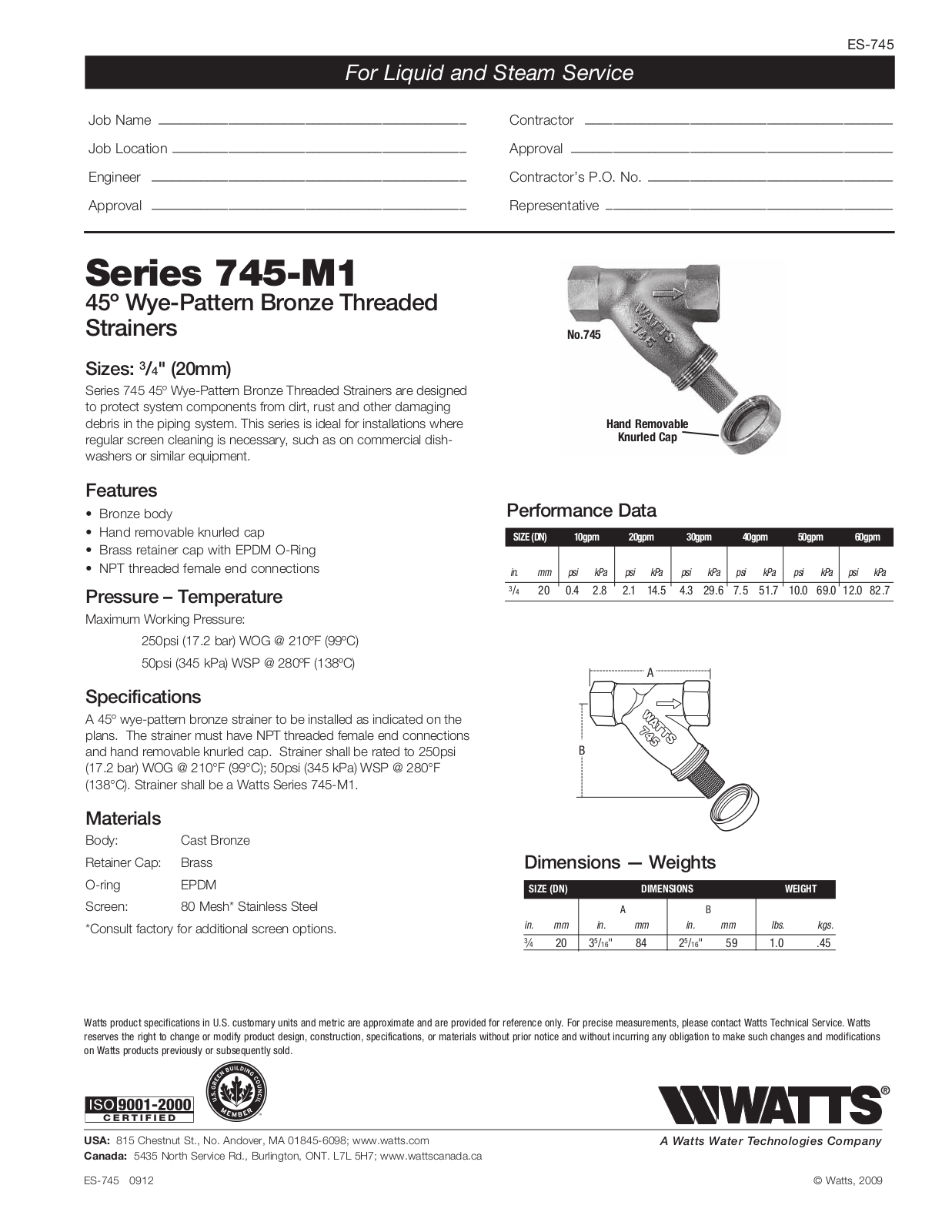 Watts 745 User Manual