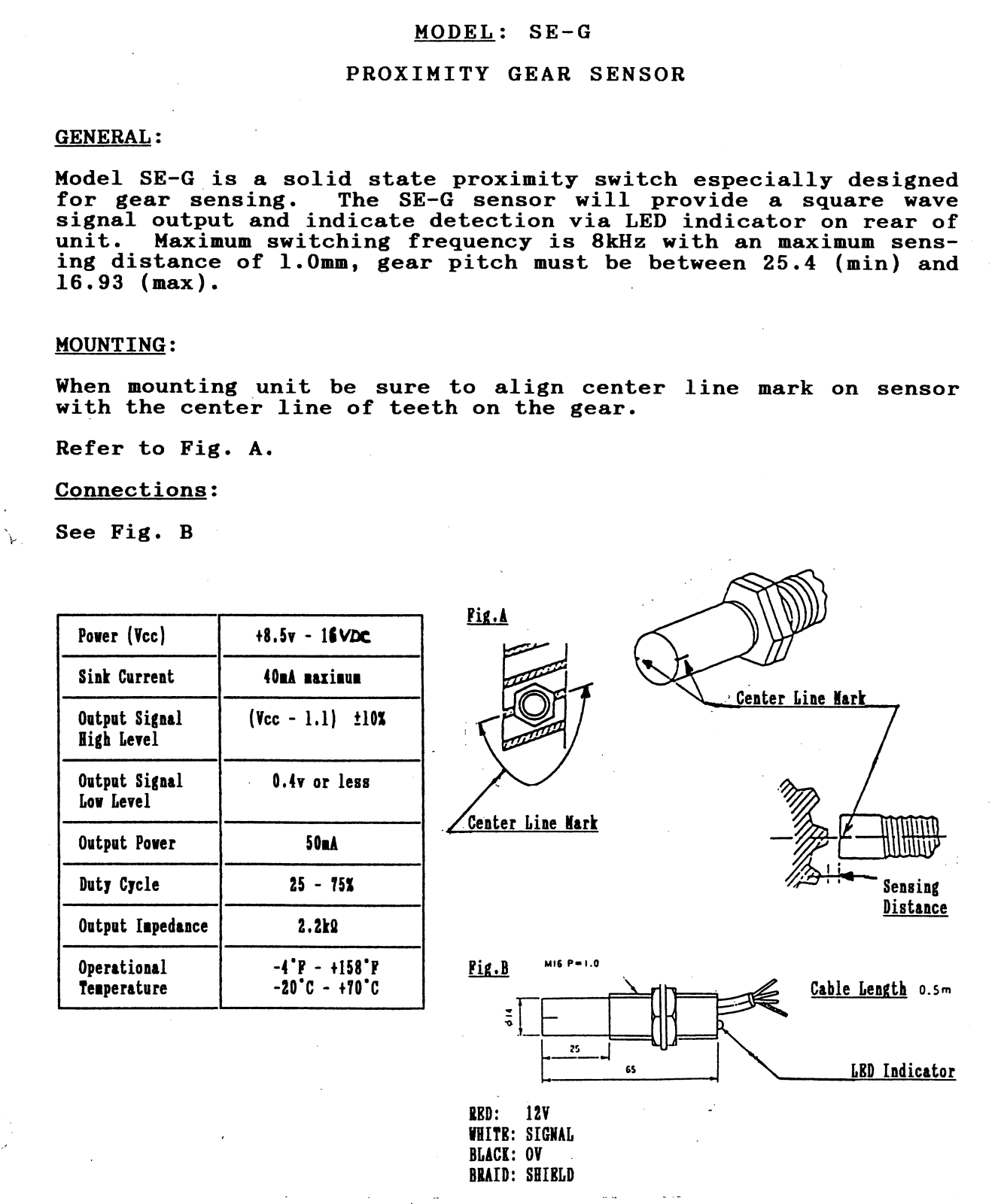 Shimpo Instruments SE-G Data Sheet