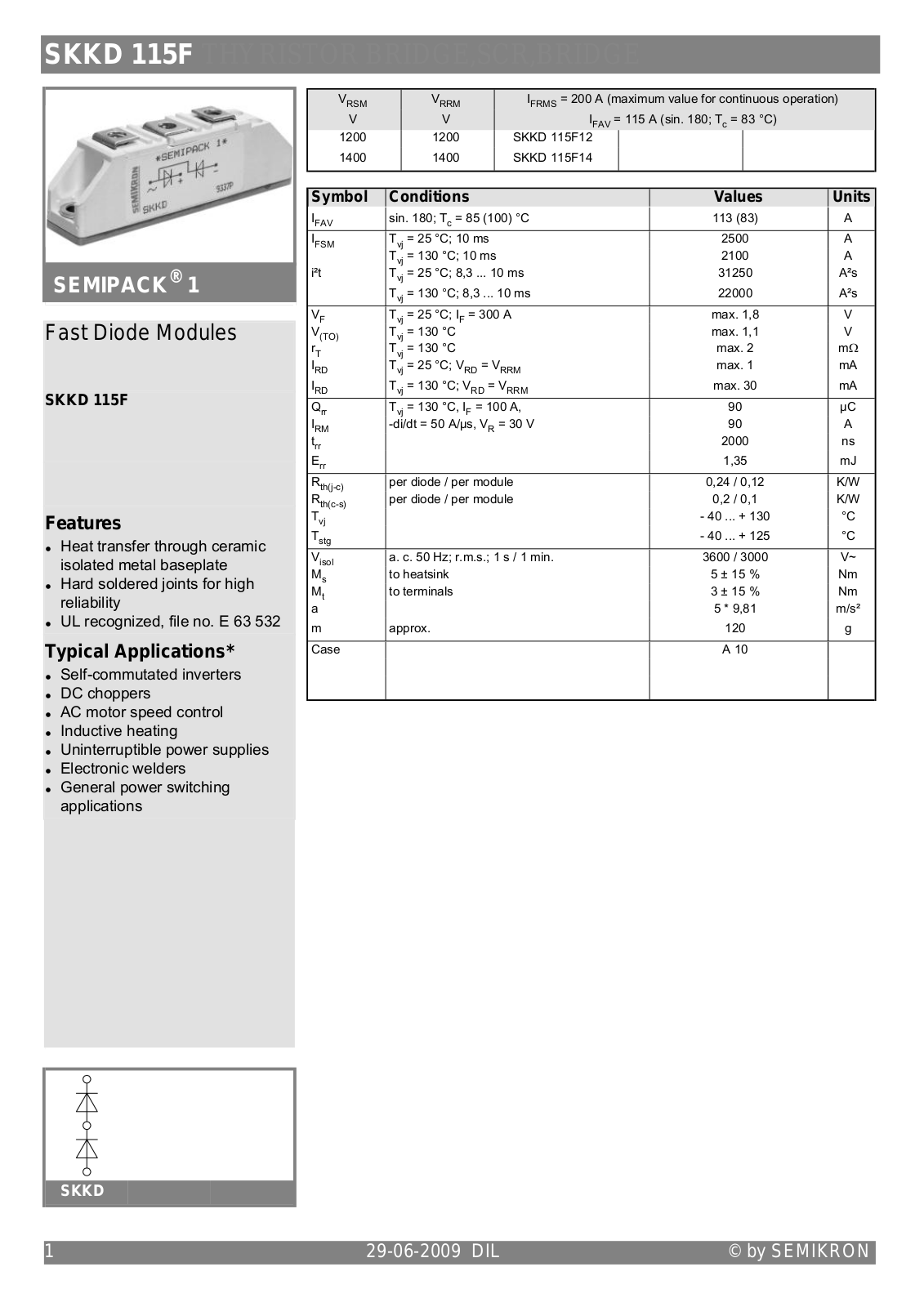 Semikron SKKD115F Data Sheet