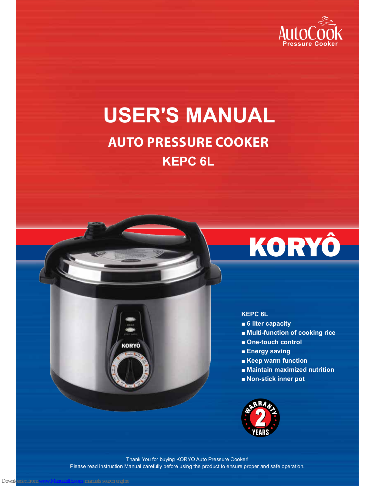 Koryo KEPC 6L, AutoCook KEPC 6L User Manual