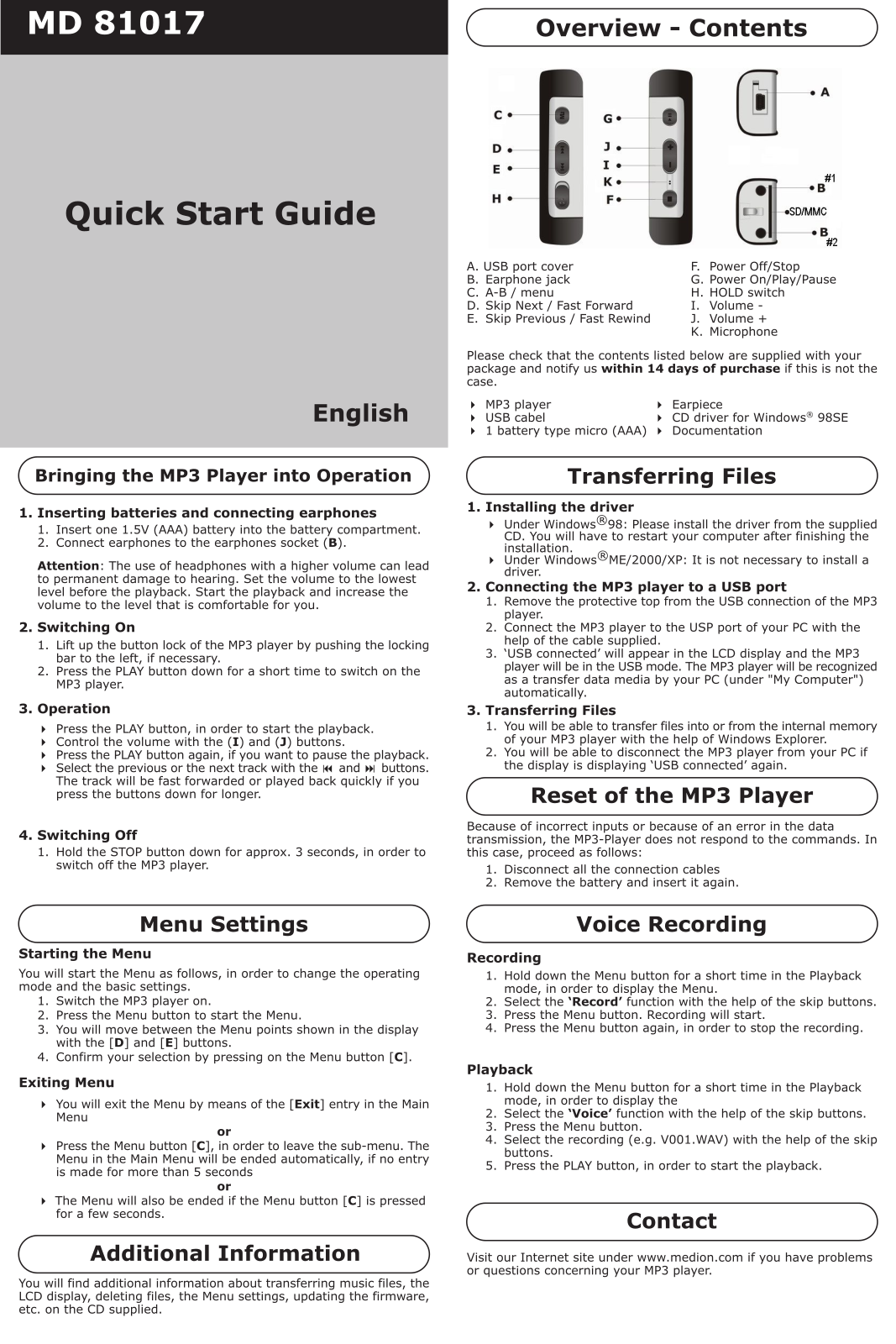 Medion MD 81017 user Manual