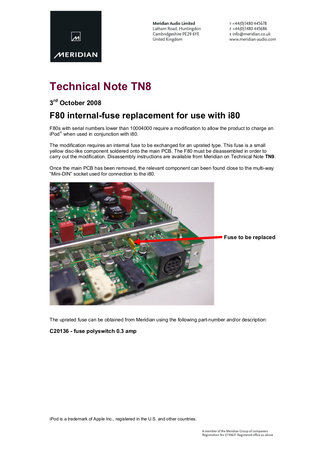 MERIDIAN AUDIO F80 Technical user guide - ManualMachine.com