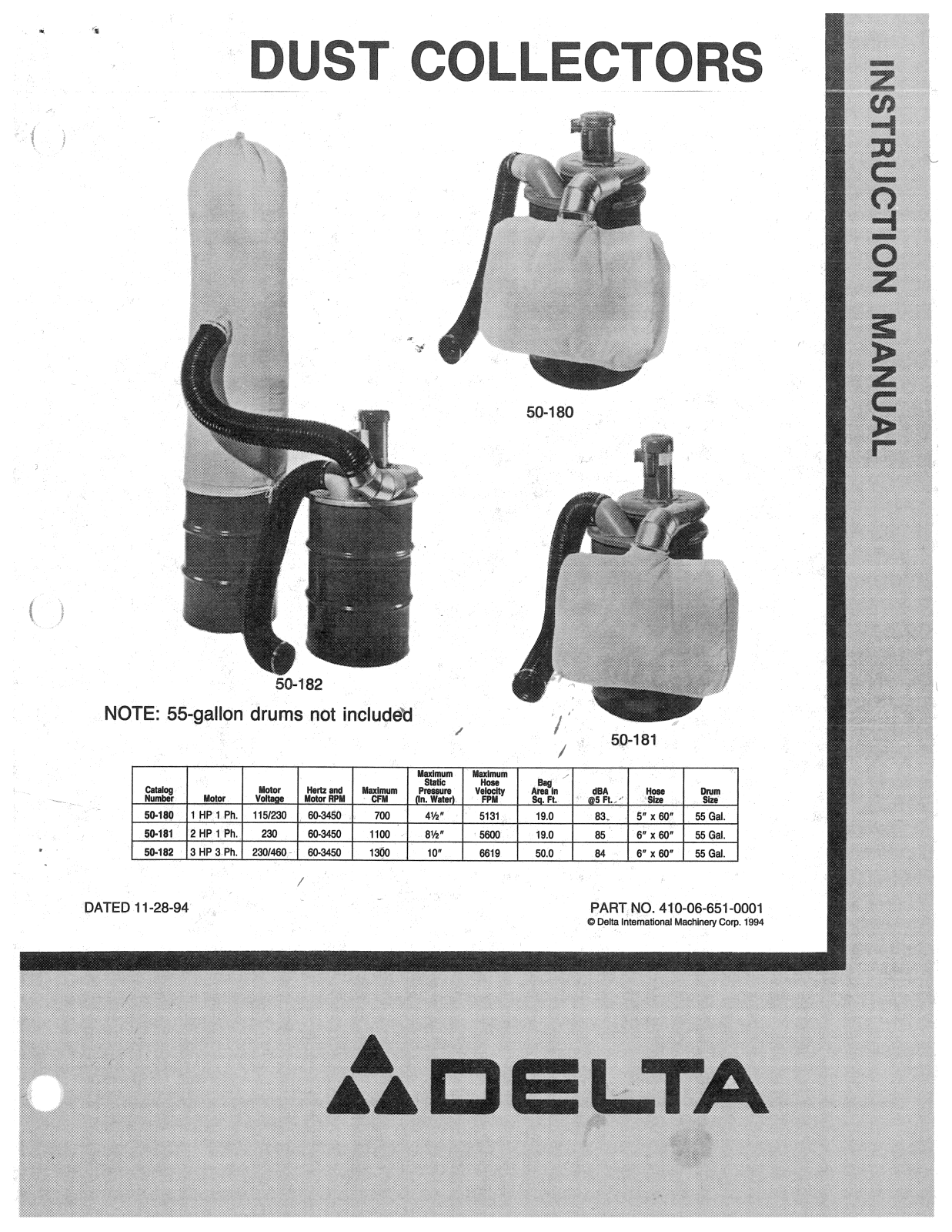 Delta 50-182, 50-180, 410-06-651-0001, 50-181 User Manual