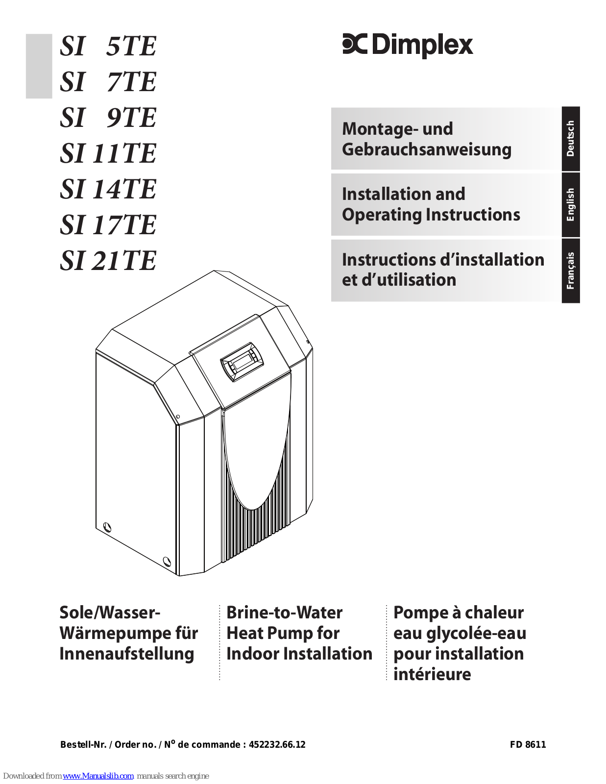 Dimplex SI 5TE, SI 7TE, SI 9TE, SI 11TE, SI 14TE Installation And Operating Instructions Manual