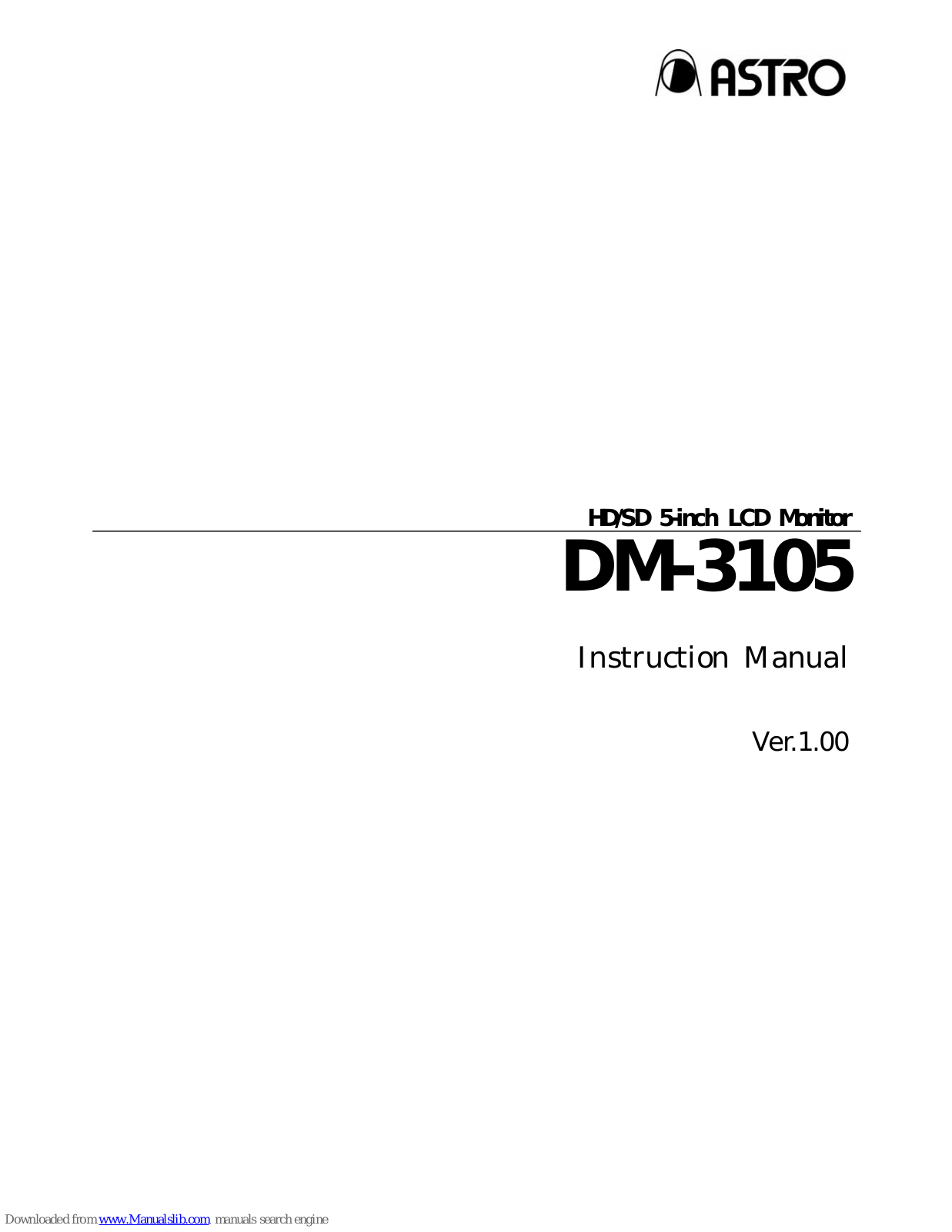 ASTRO DM-3105 Instruction Manual