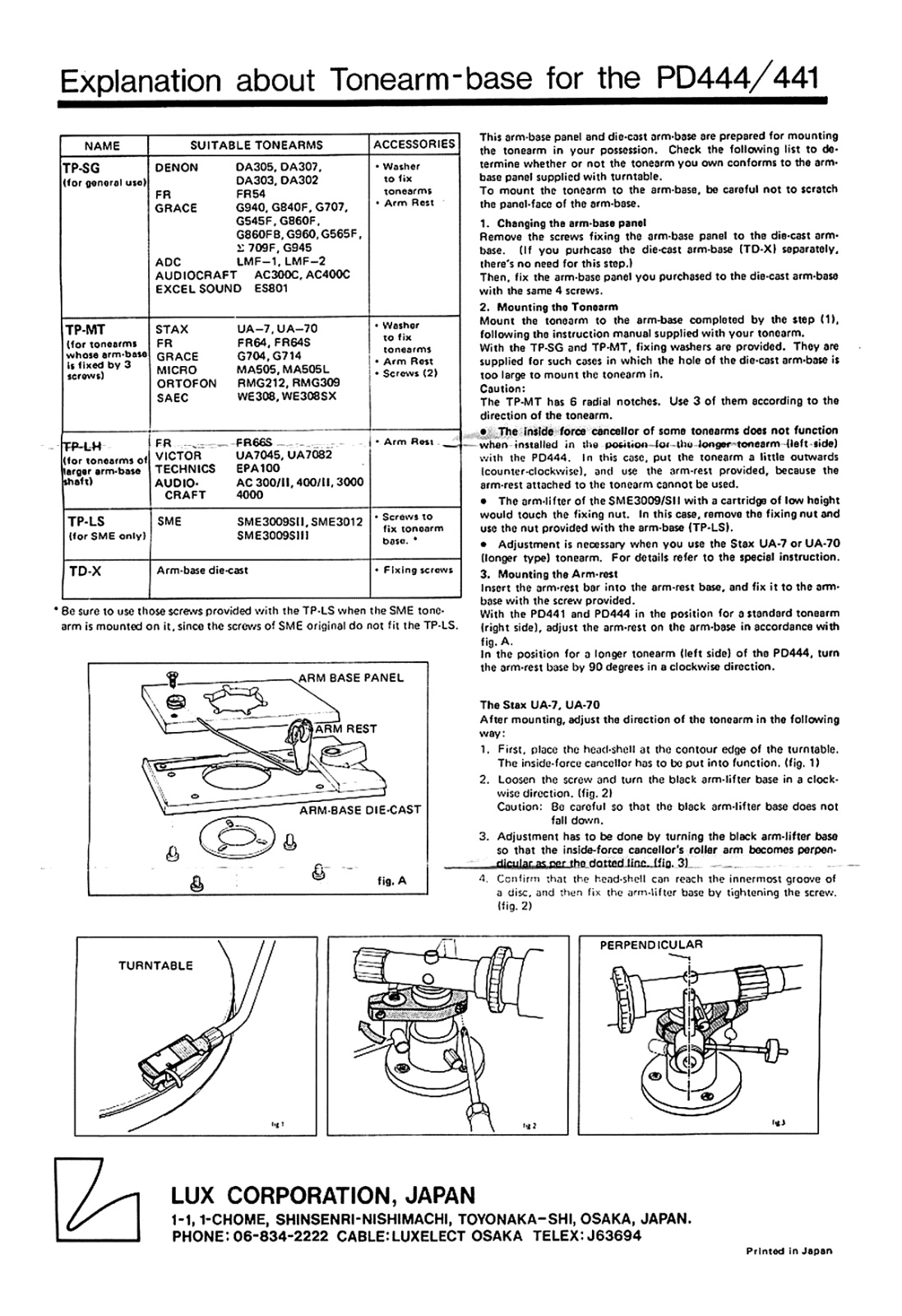 Luxman PD-444 Owners manual