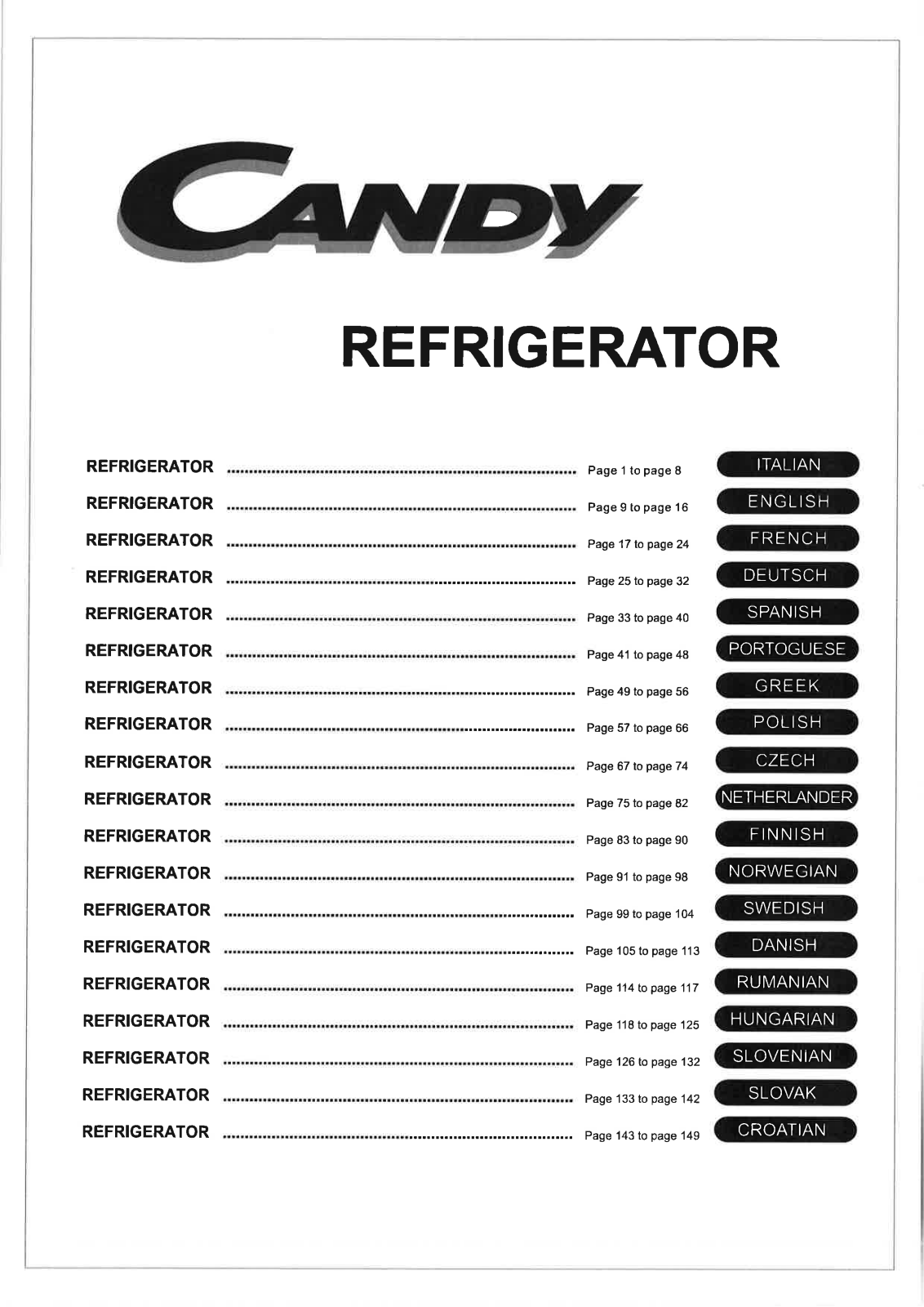 Candy CFO 195/1 E User Manual