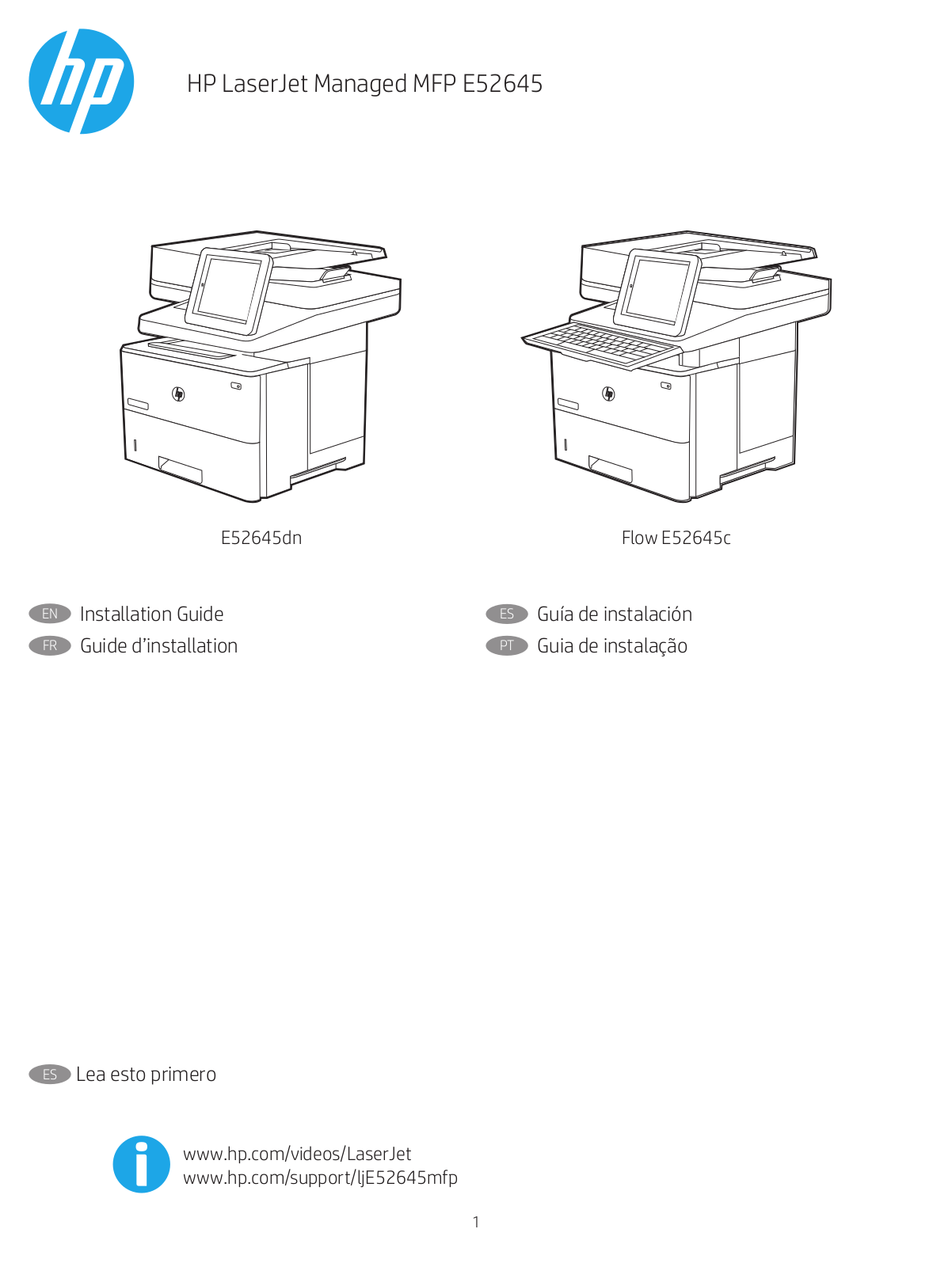 HP LaserJet E52645 Setup guide