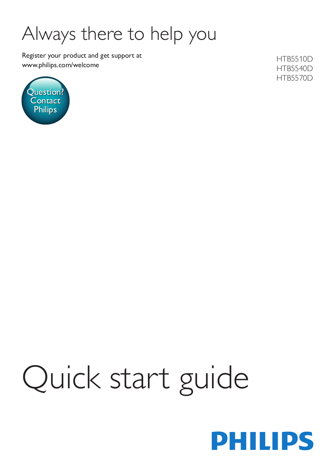 Philips HTB5540D/98, HTB5510D/98, HTB5570D/98 Quick Start Guide