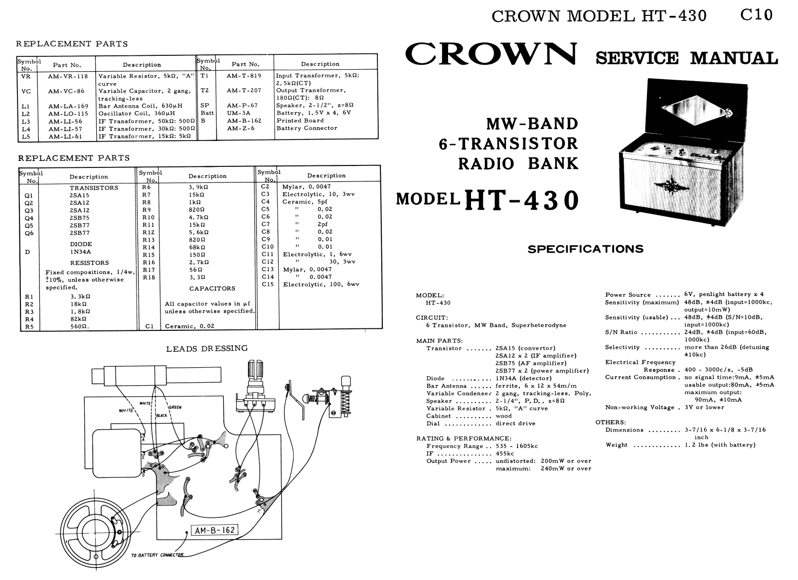 Crown HT-430 Service Manual