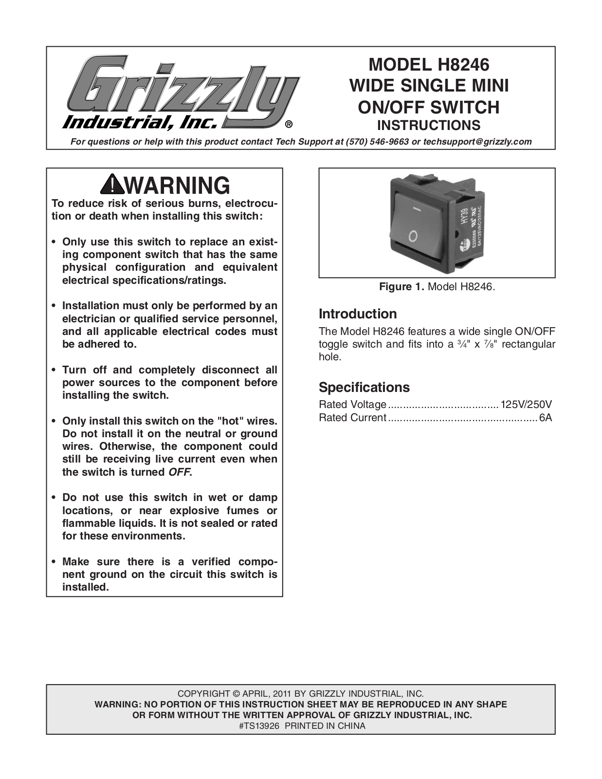 Grizzly H8246 User Manual