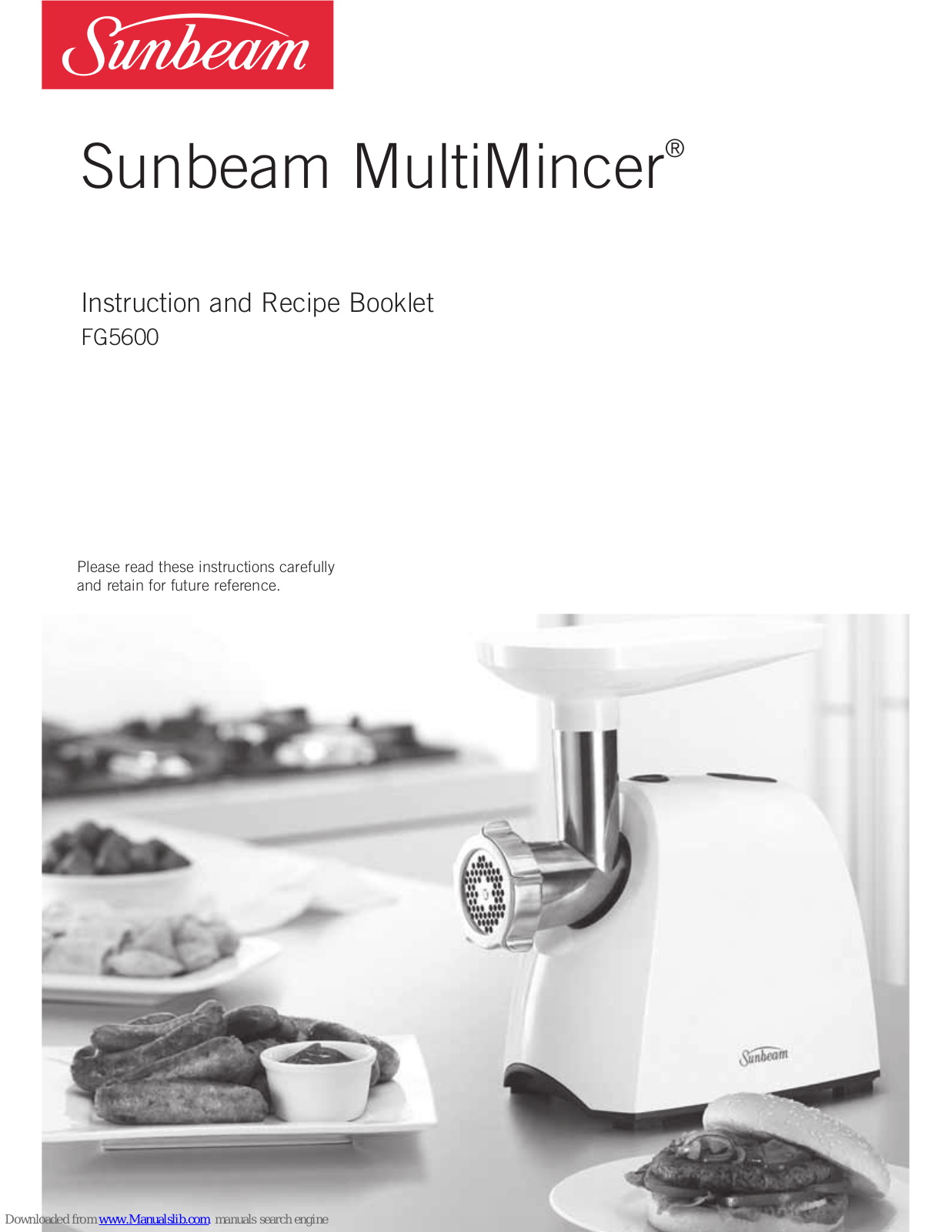 Sunbeam MultiMincer FG5600 Instruction And Recipe Booklet