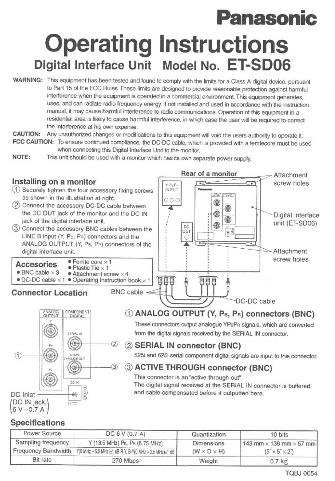 Panasonic ETSD06 User Manual