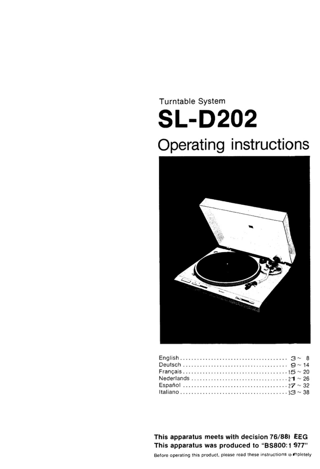 Technics SL-D-202 Owners Manual