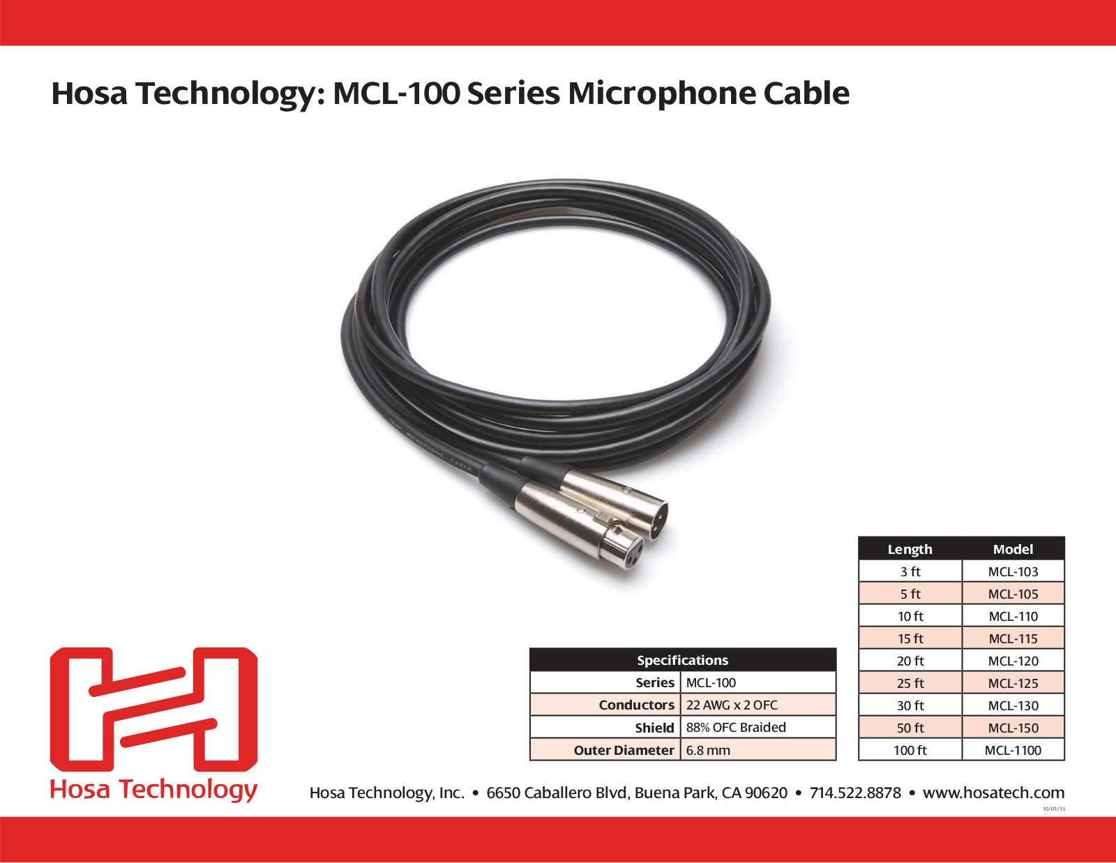 Hosa MCL-125, MCL-103, MCL-150, MCL-130, MCL-120 User Manual