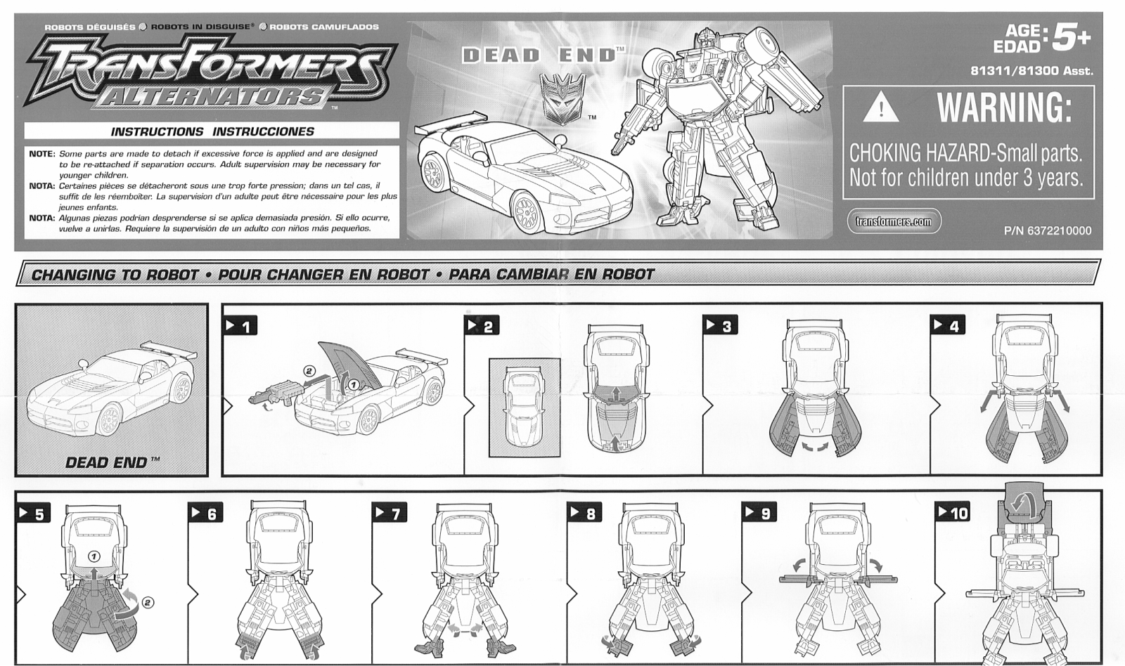 Hasbro TRANSFORMERS ALTERNATORS DEAD END User Manual