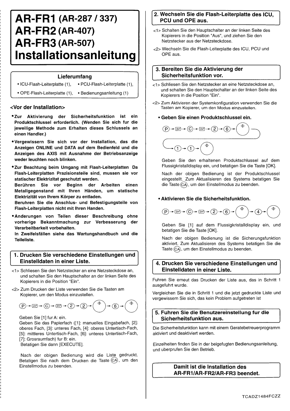 SHARP ar-fr123-im Installetion