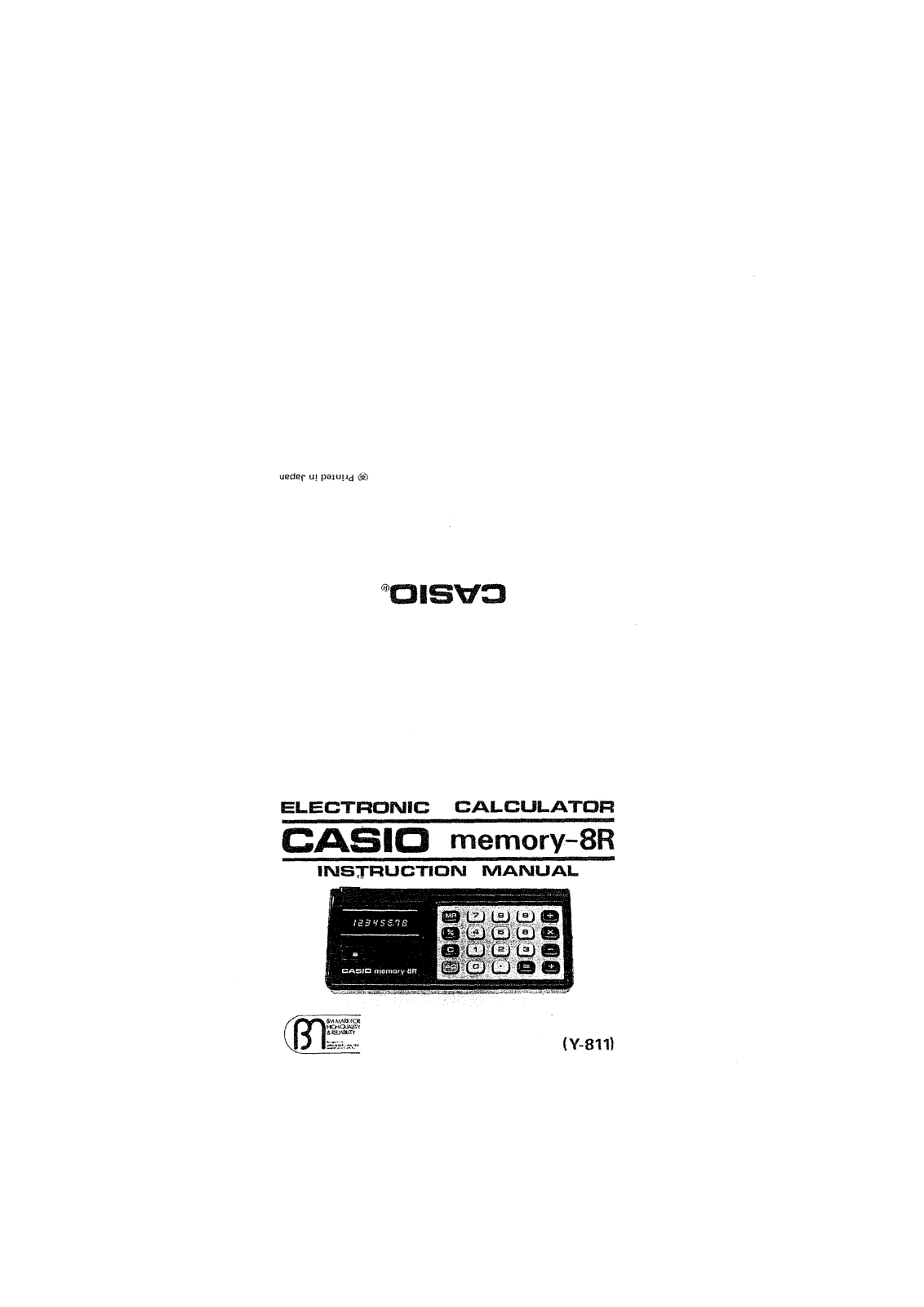 Casio Memory 8R User manual