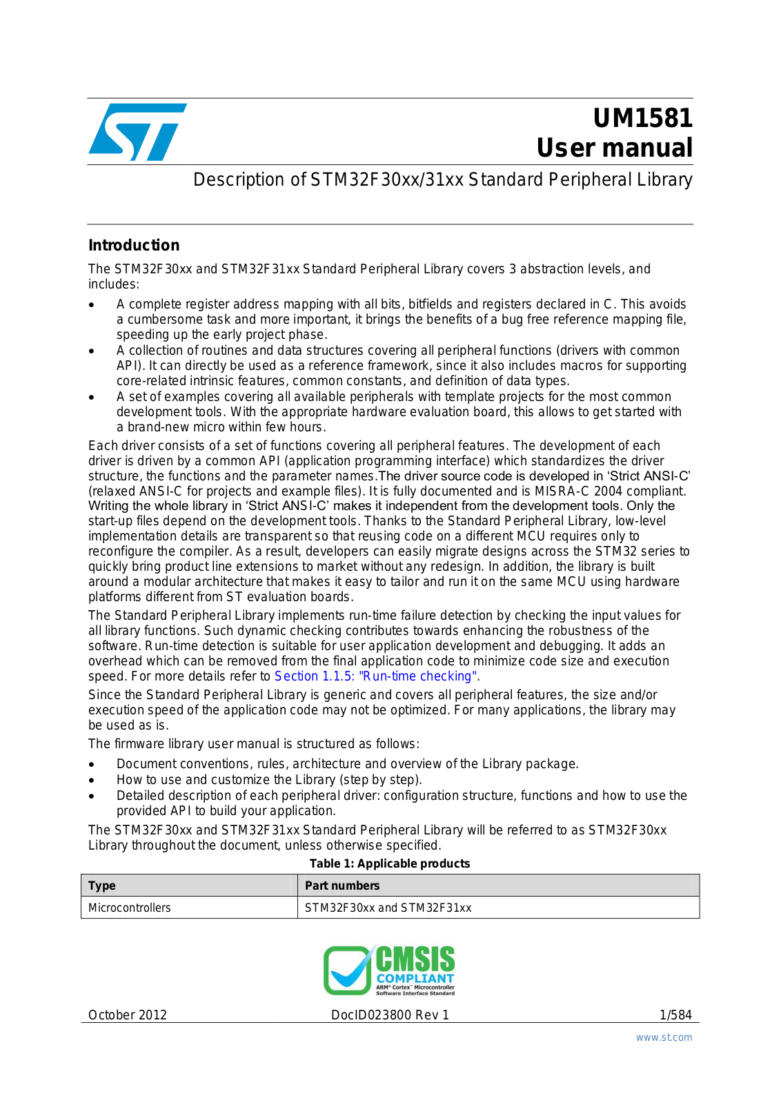 Datasheet STM32F31xx, STM32F30xx Datasheet (ST) - ManualMachine.com