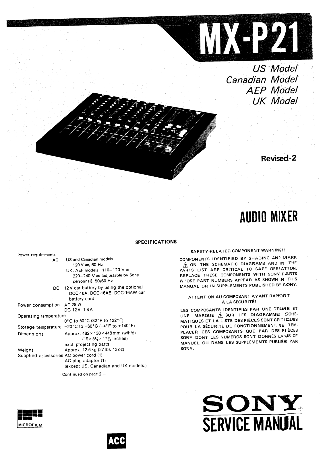 Sony MX-P21 Service Manual