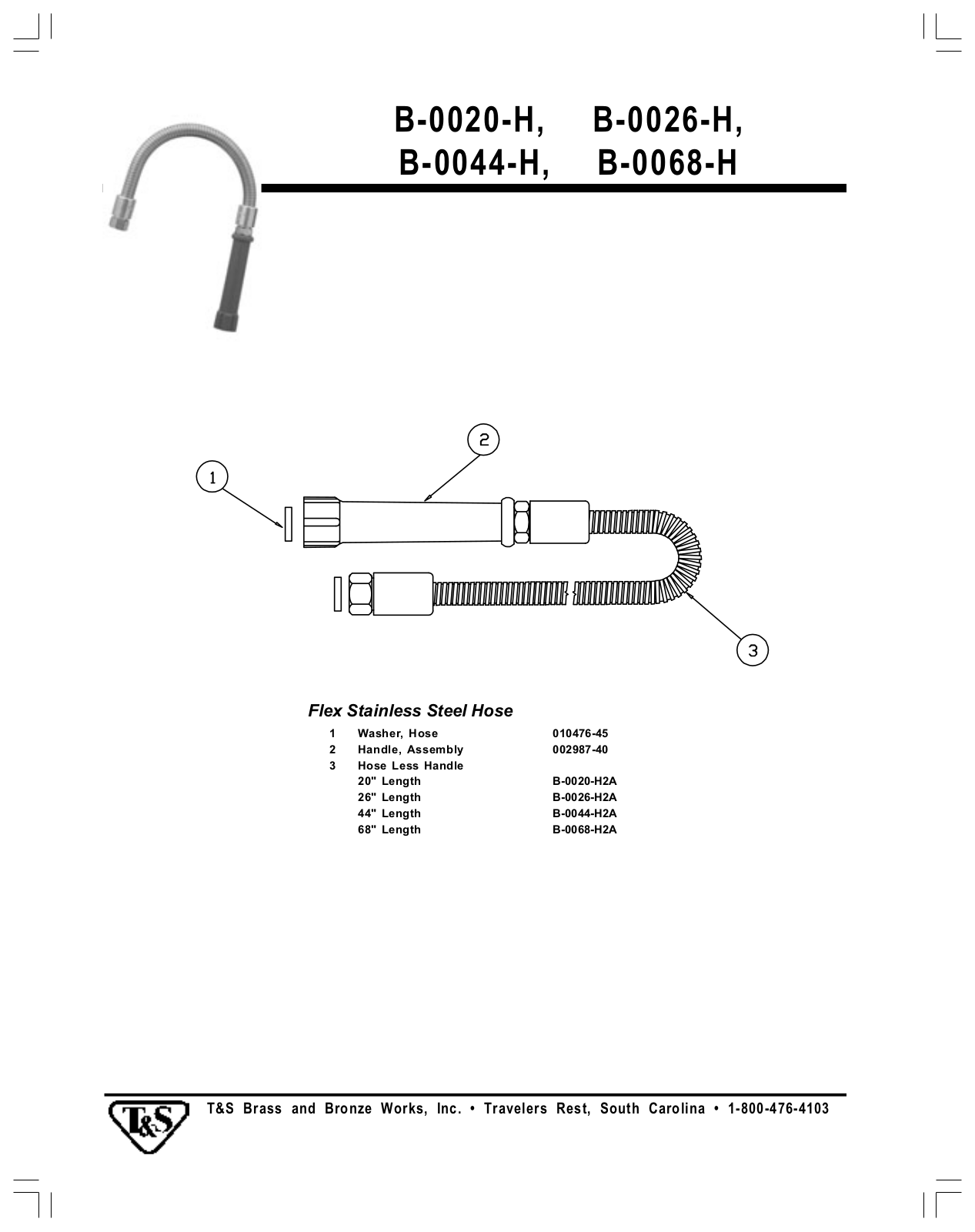 T & S Brass & Bronze Works B-0020-H Part Manual