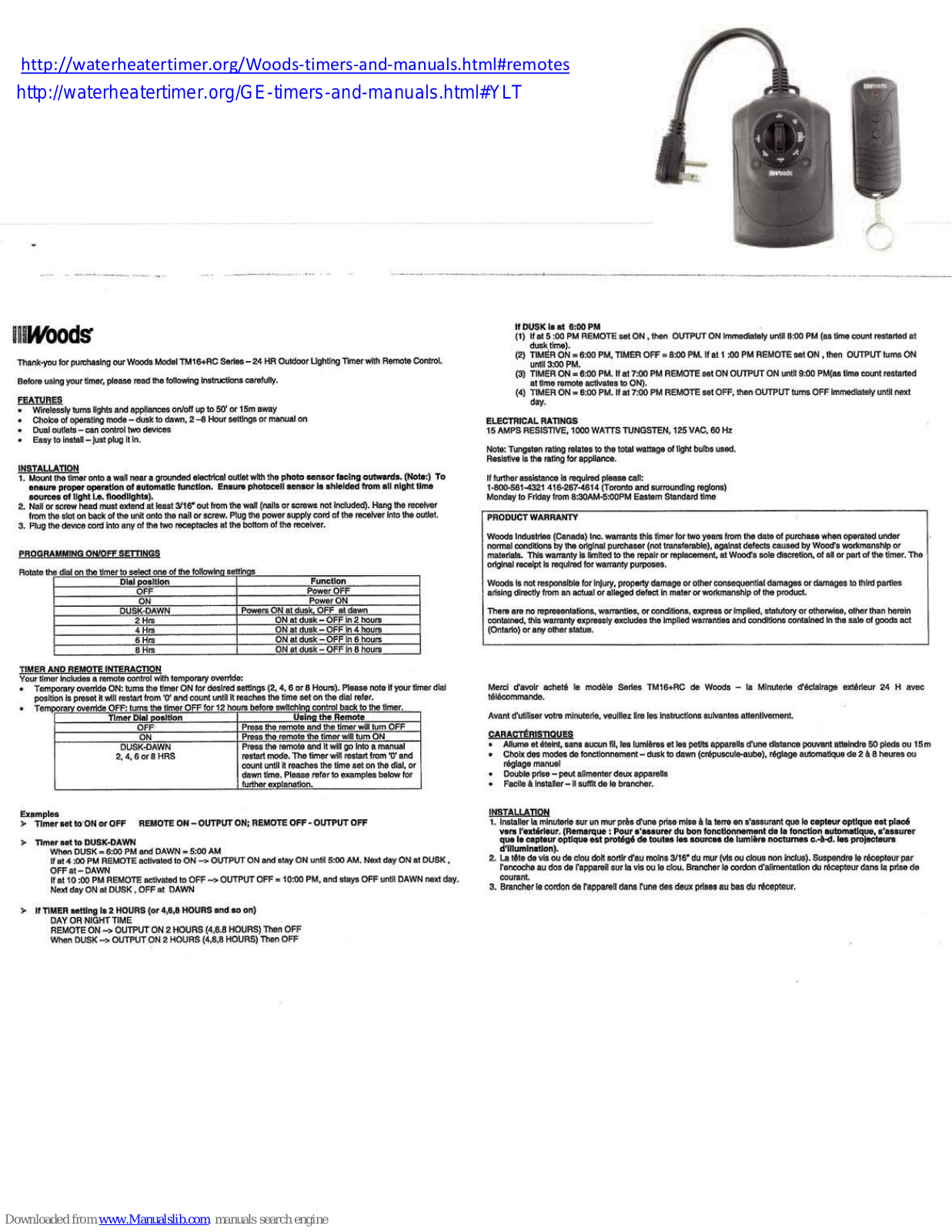 Woods TM16+RC Instructions Manual - ManualMachine.com