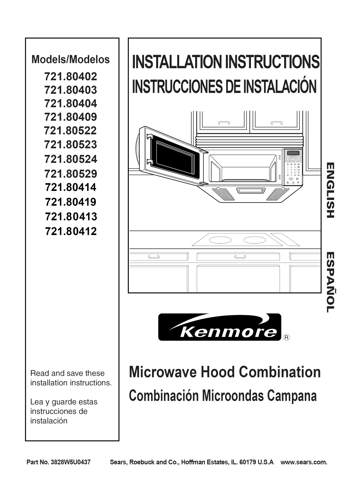 Kenmore 72180524500, 72180529500, 72180523500, 72180522500, 72180419500 Installation Guide