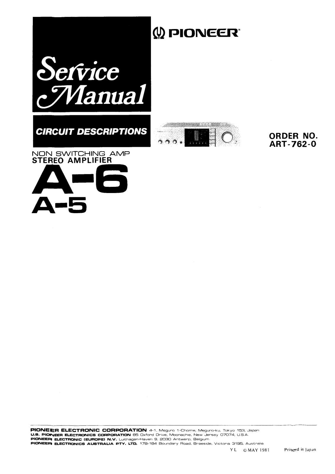 Pioneer A-5, A-6 Service manual