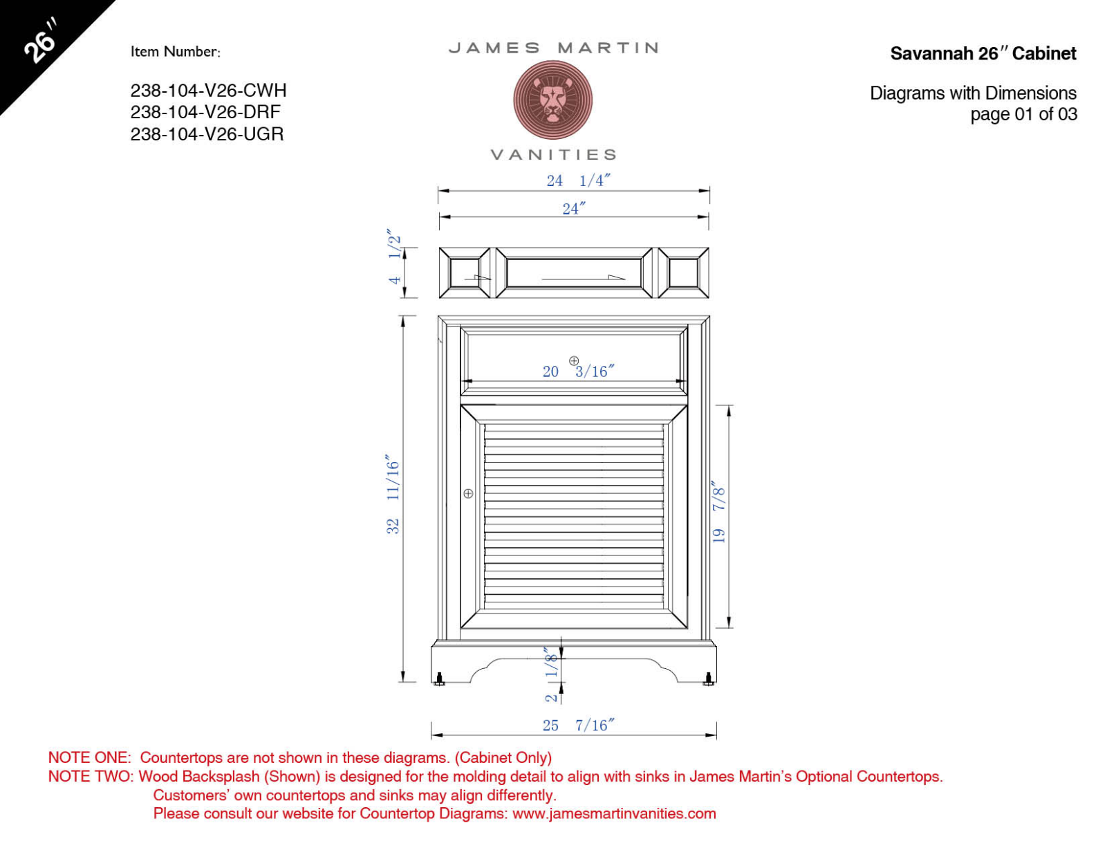 James Martin 238104V26DRF3OCAR, 238104V26CWH3CLW, 238104V26CWH3EJP, 238104V26CWH3CSP, 238104V26CWH3IBK Diagram