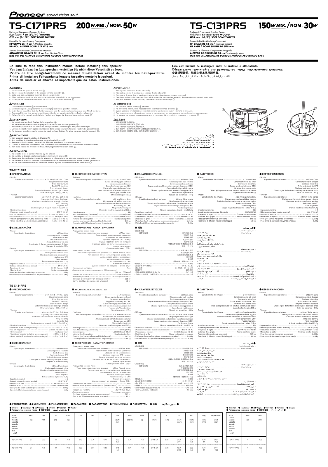 Pioneer TS-C131PRS, TS-C171PRS User Manual