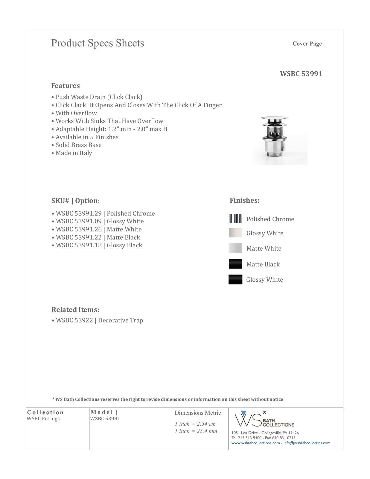 WS Bath Collections WSO1349 Specifications - ManualMachine.com