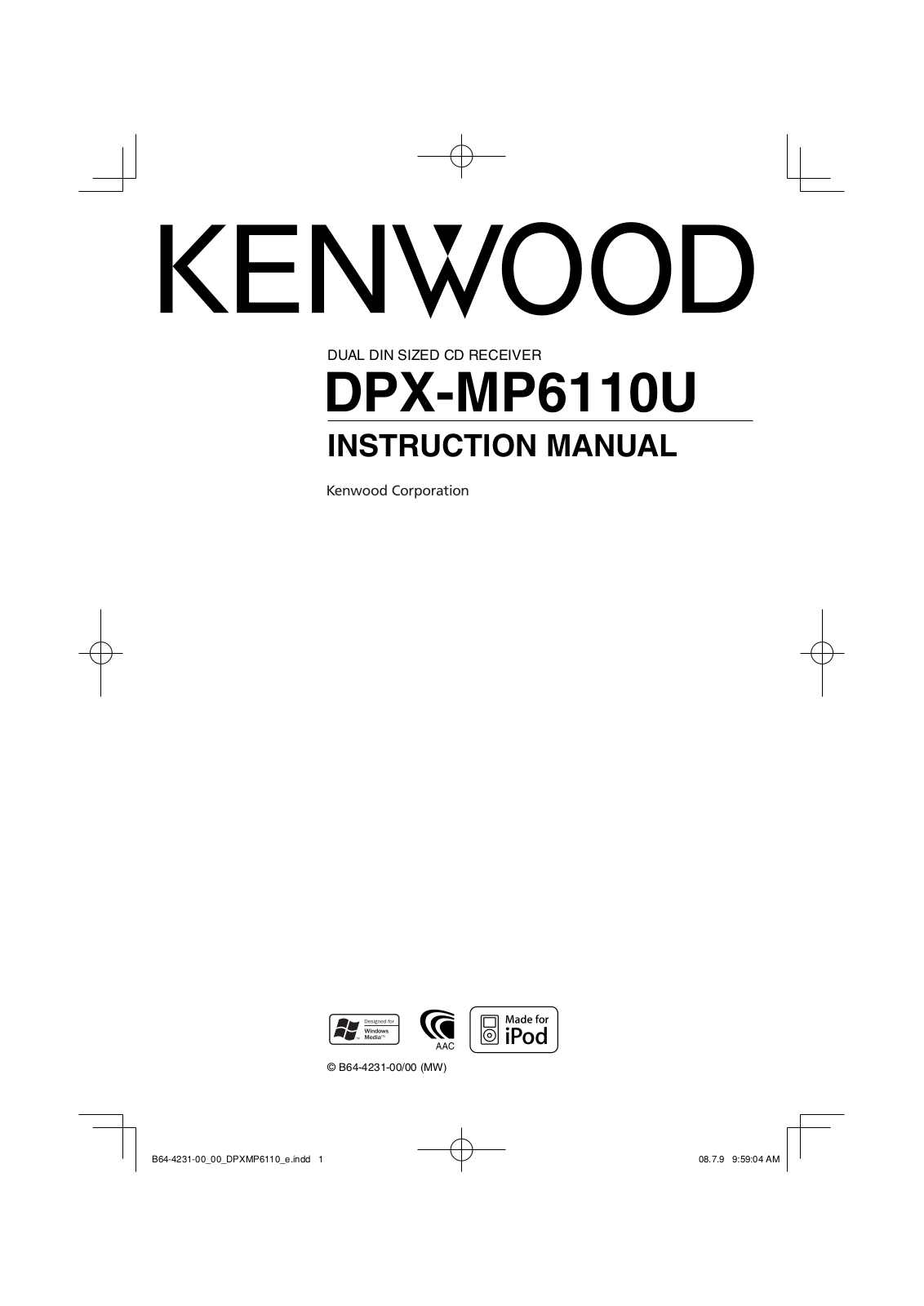 Kenwood DPX-MP6110U User Manual