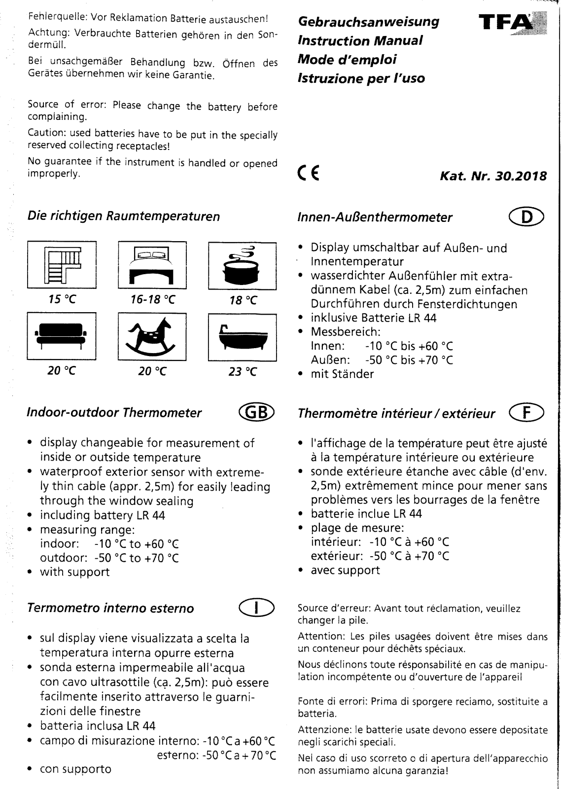 TFA Dostmann 30.2018 Instruction Manual