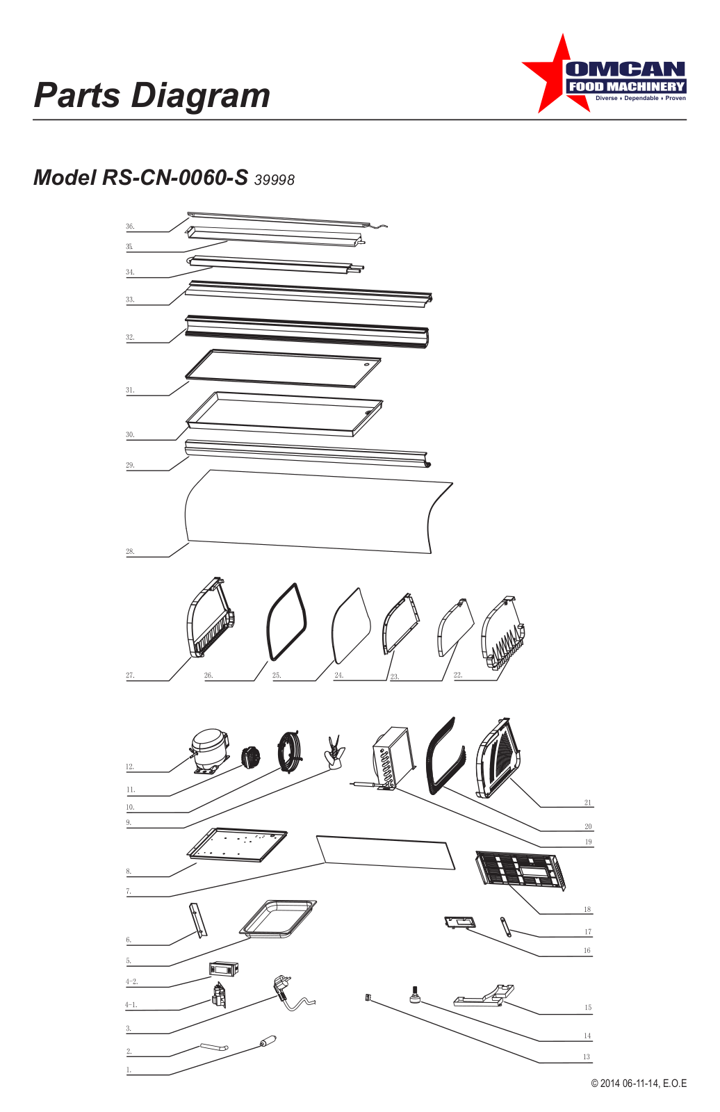 Omcan Food Machinery RS-CN-0060-S Parts List