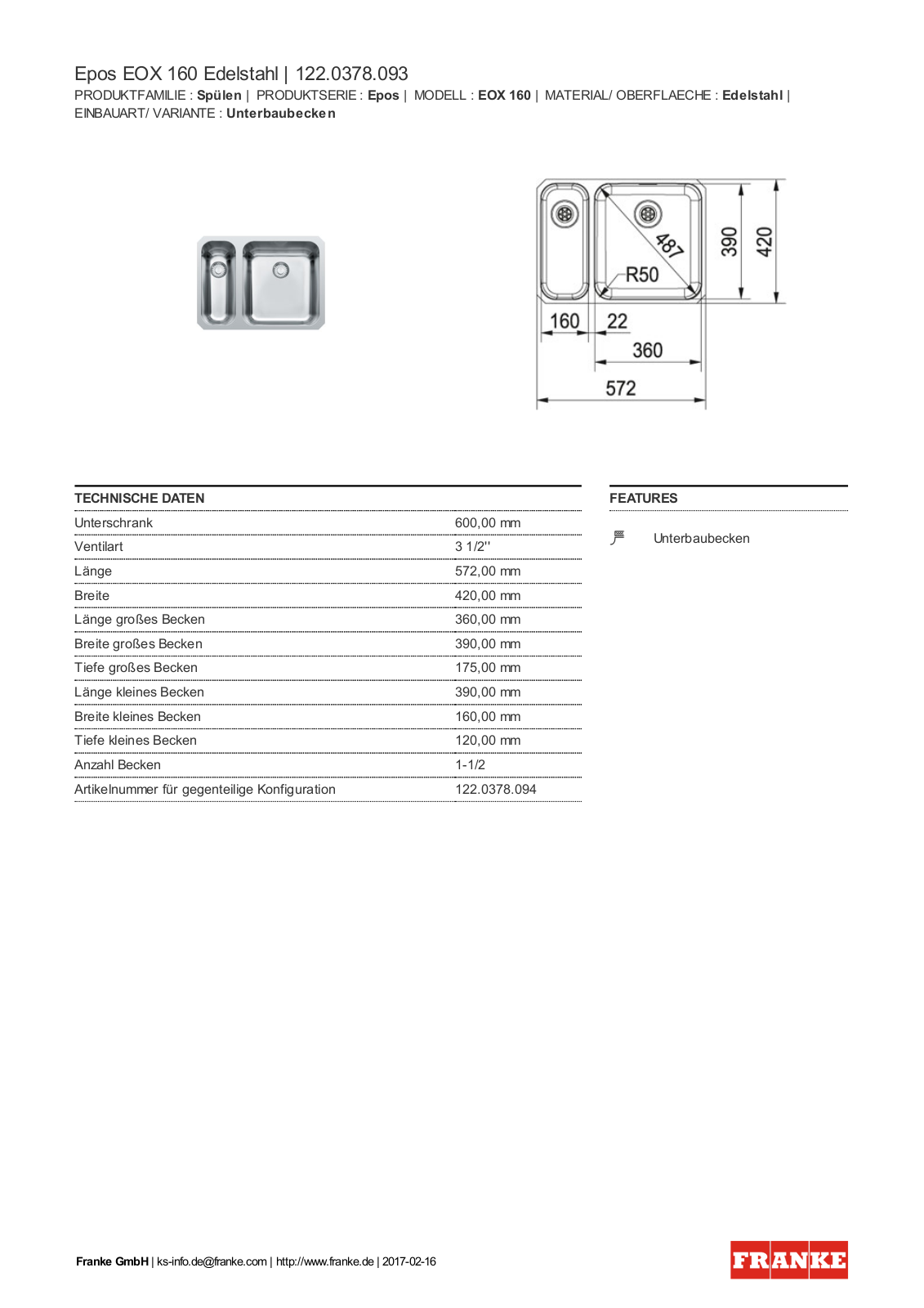 Franke 122.0378.093 Service Manual