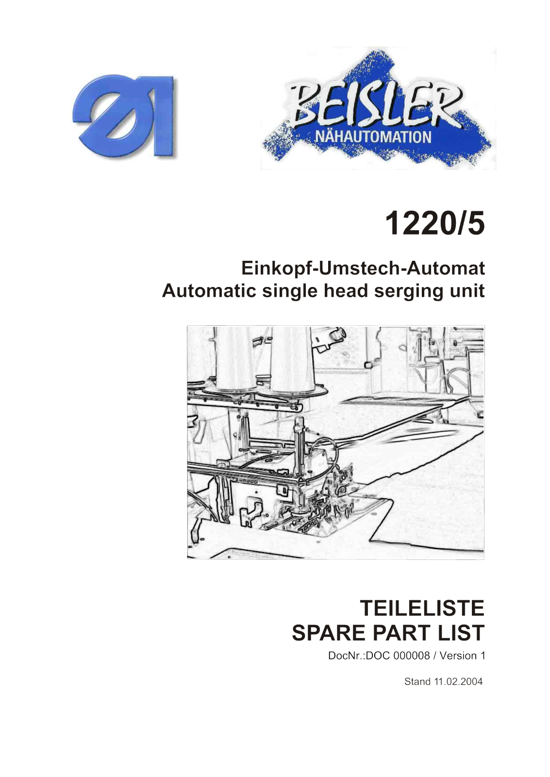 Dürkopp Adler 1220/5 Parts List