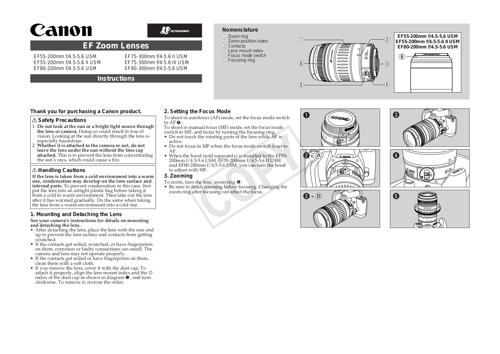 Canon EF 90-300mm F/4.5-5.6 USM User Guide