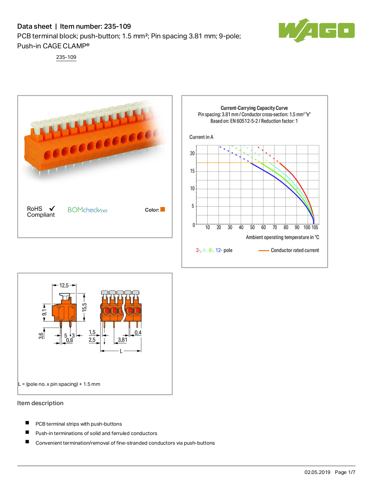 Wago 235-109 Data Sheet